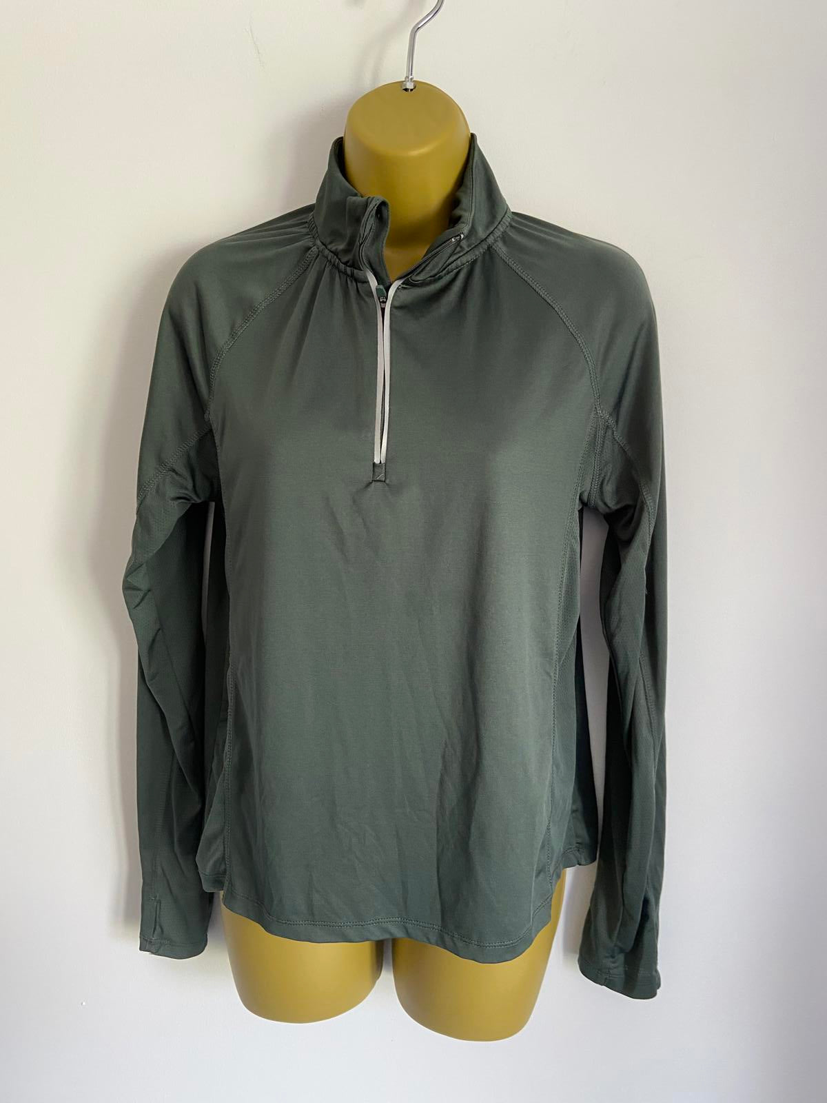 Workout Brand Size S 10-12 Green Quarter Zip Long Sleeve Activewear Top