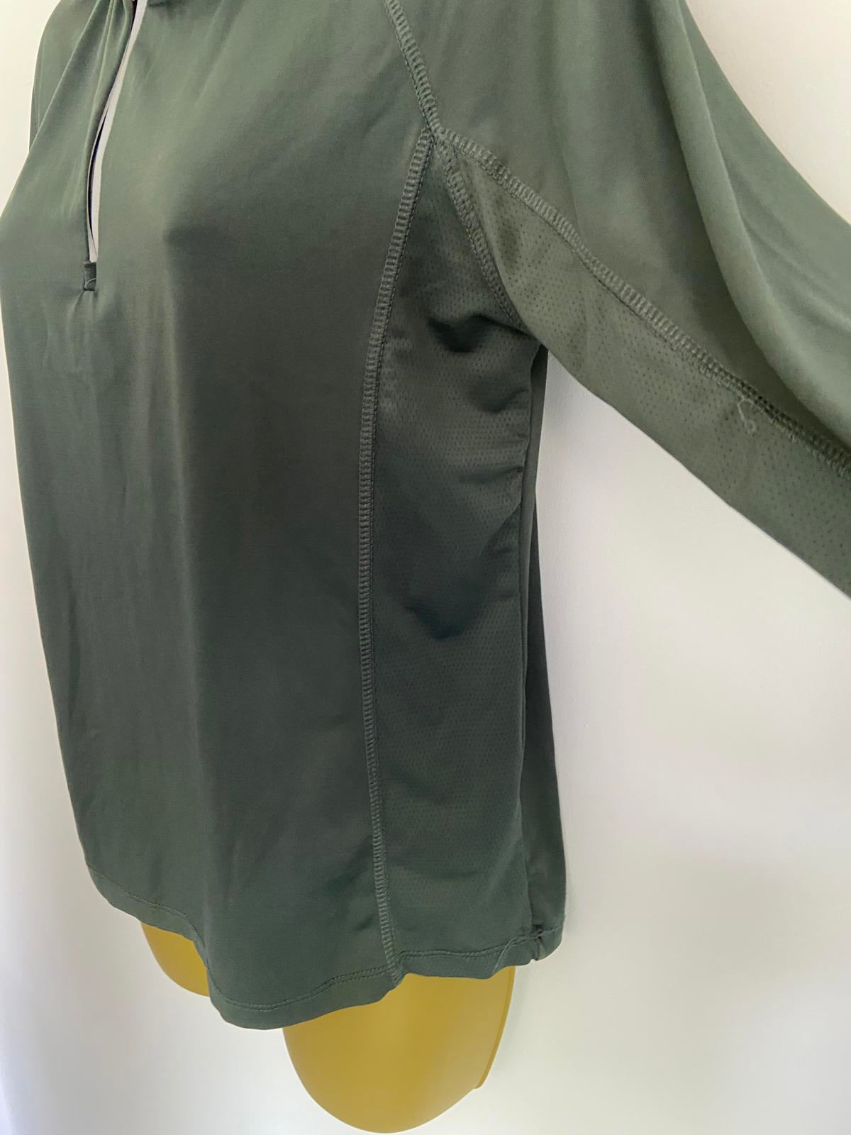 Workout Brand Size S 10-12 Green Quarter Zip Long Sleeve Activewear Top