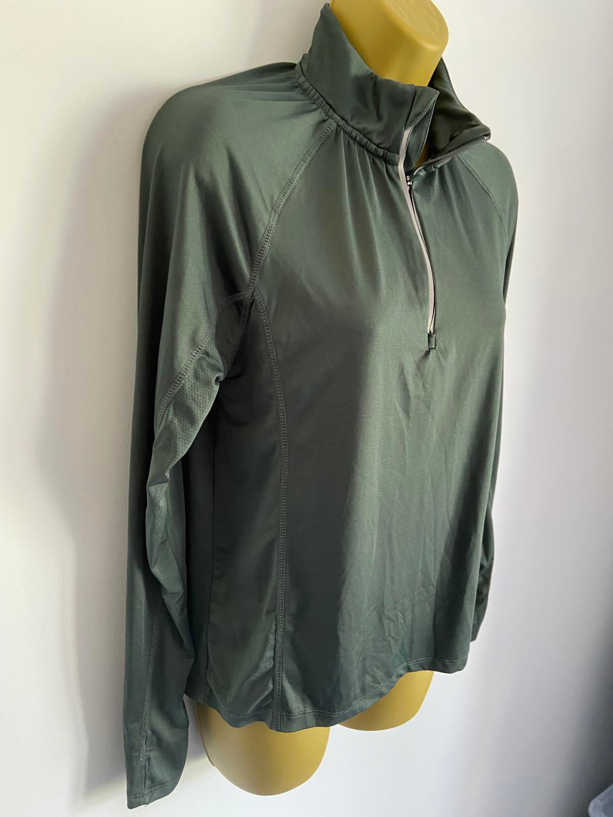 Workout Brand Size S 10-12 Green Quarter Zip Long Sleeve Activewear Top