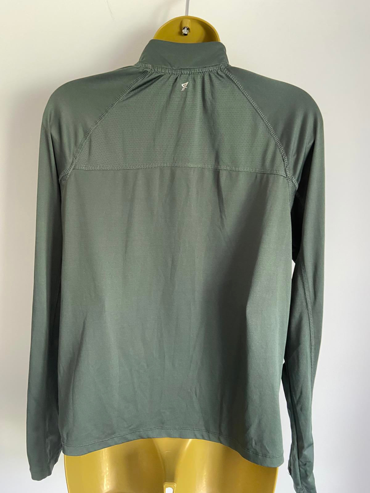 Workout Brand Size S 10-12 Green Quarter Zip Long Sleeve Activewear Top