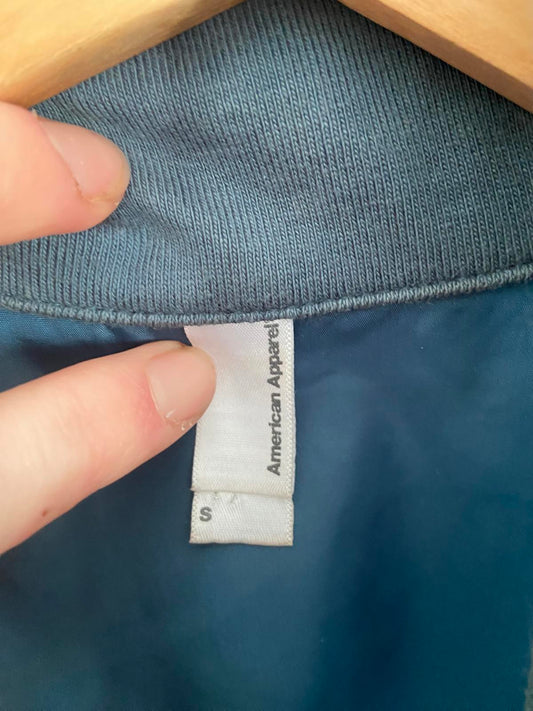 American Apparel Size S Teal Blue Full Zip Lightweight Windbreaker Jacket