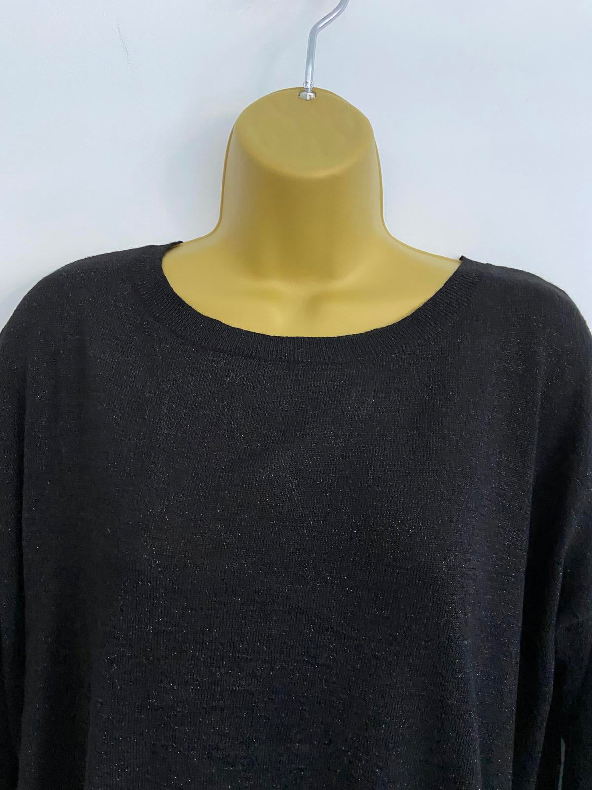Next Black Glitter Stitch Black and Silver Sweater - Size UK 12