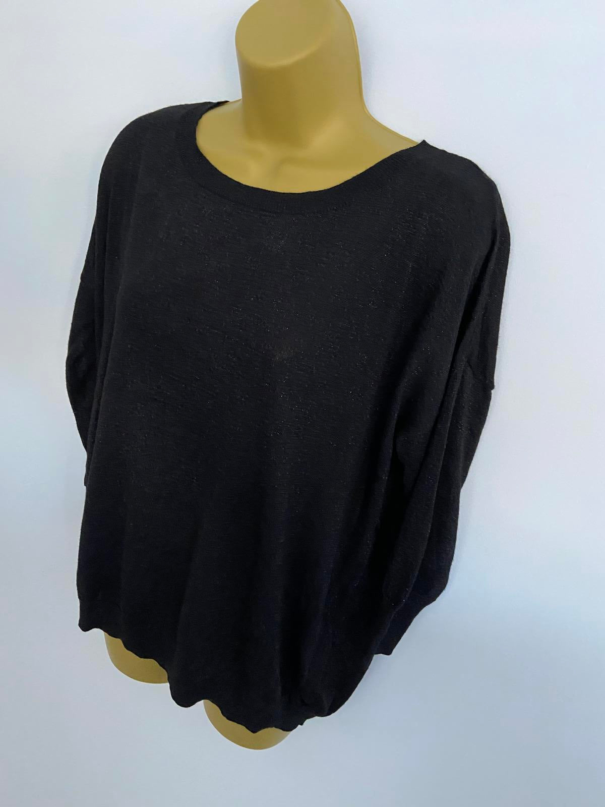 Next Black Glitter Stitch Black and Silver Sweater - Size UK 12