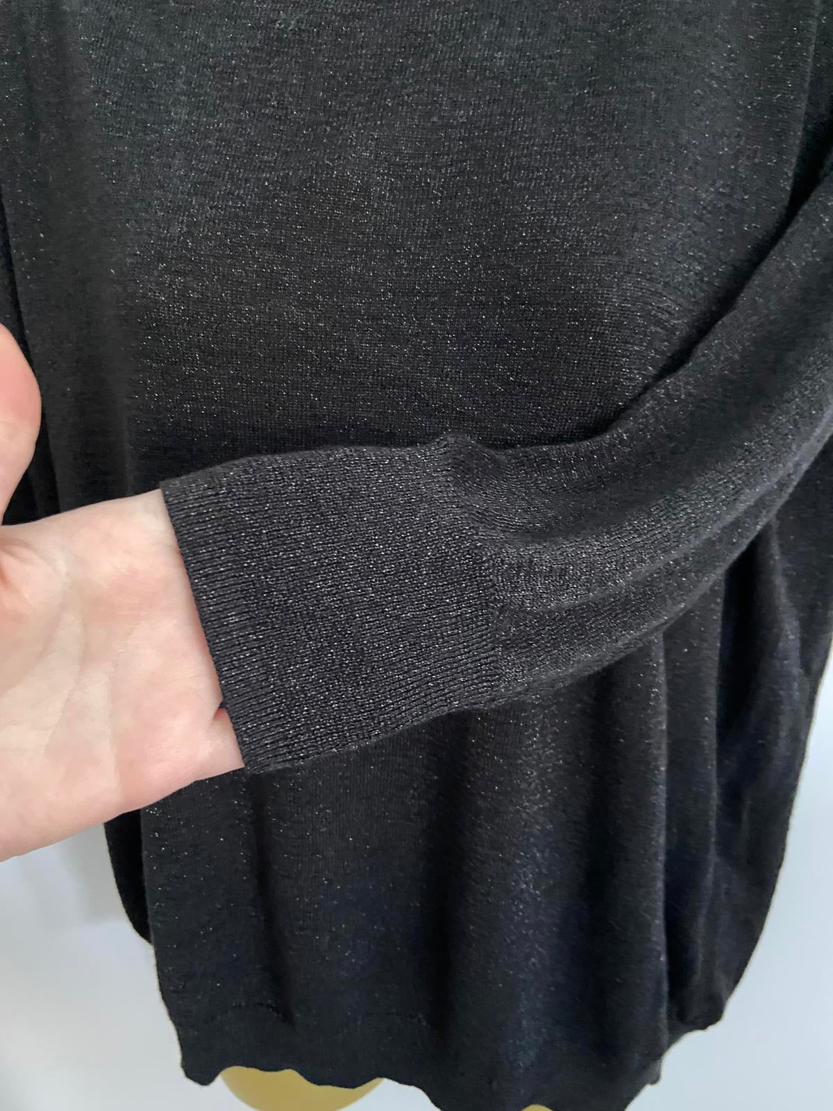 Next Black Glitter Stitch Black and Silver Sweater - Size UK 12