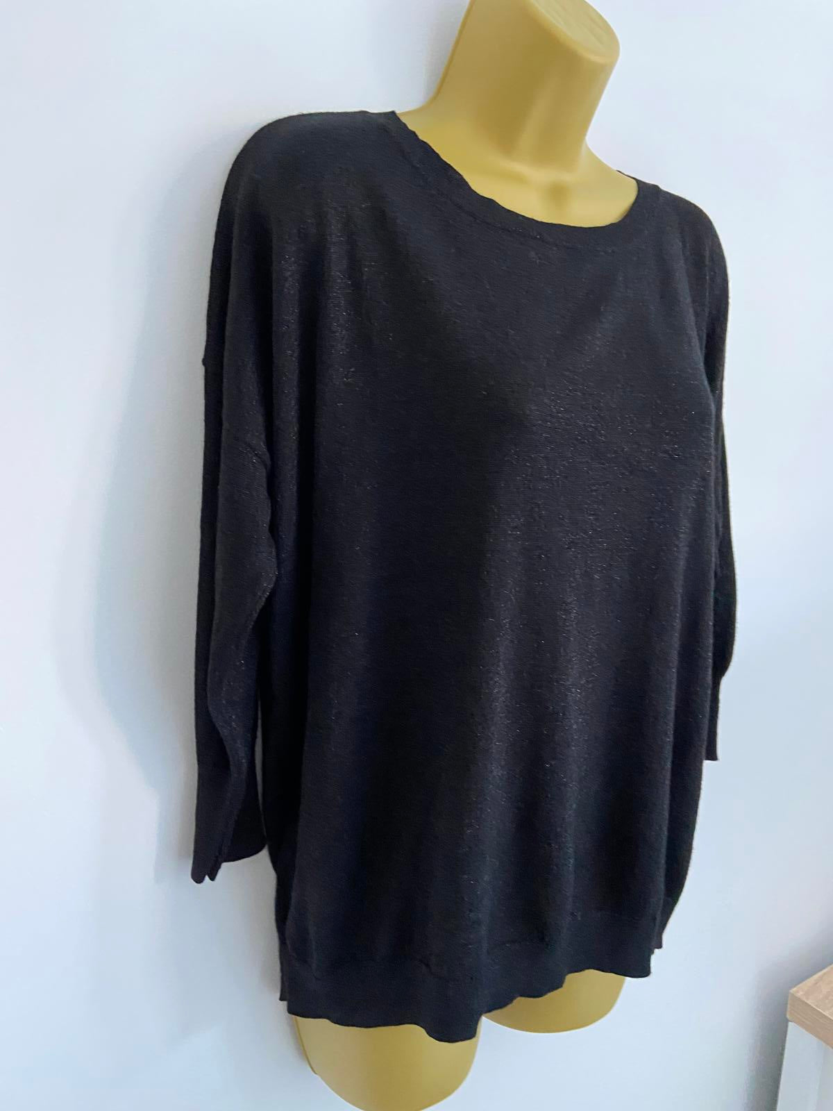 Next Black Glitter Stitch Black and Silver Sweater - Size UK 12