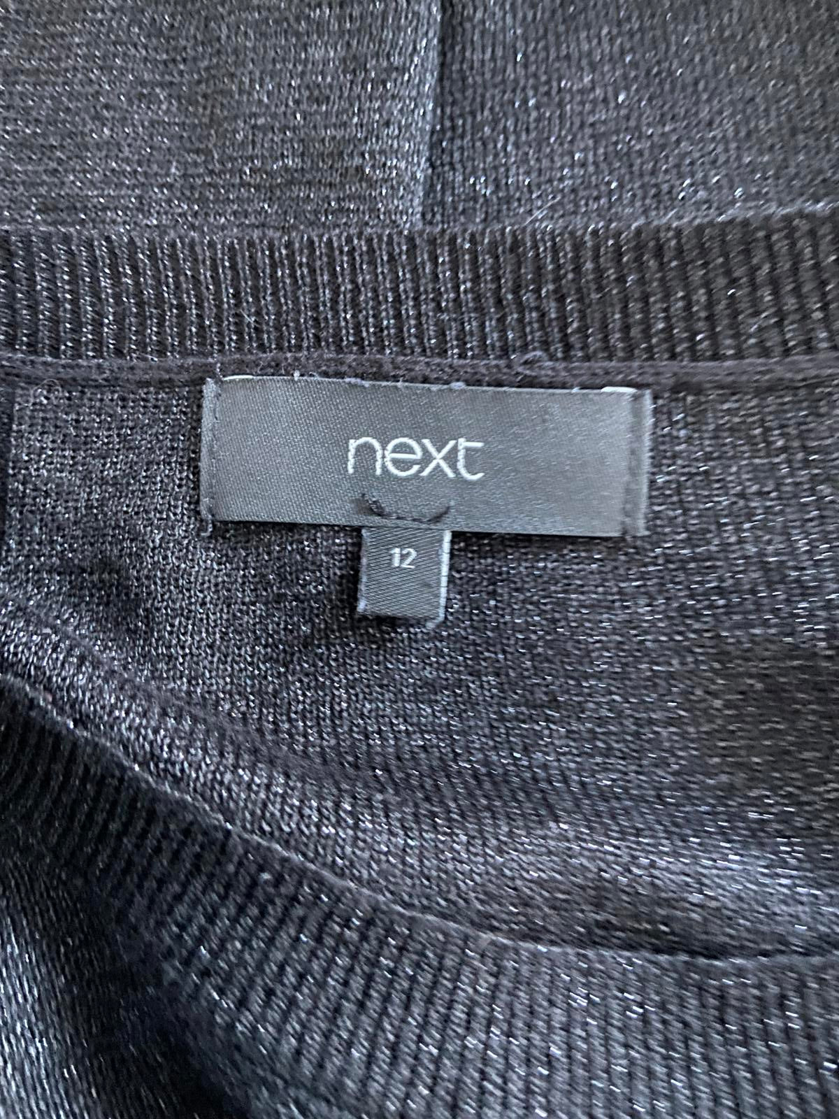 Next Black Glitter Stitch Black and Silver Sweater - Size UK 12