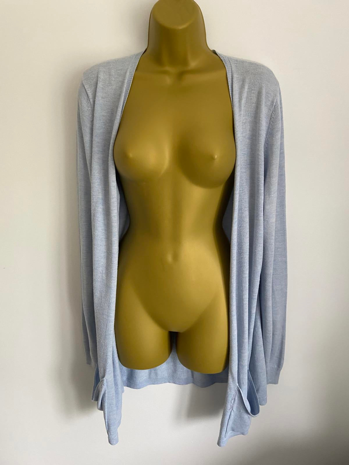 F&F Size 16 Blue Knit Button Front Cardigan With Pockets Everyday Layer