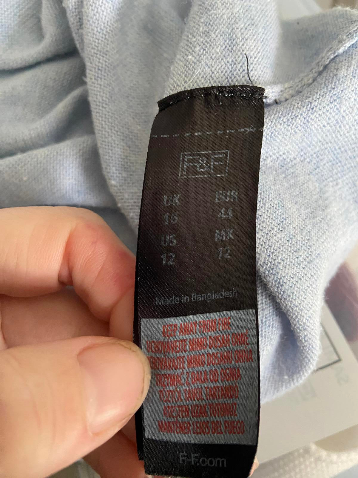 F&F Size 16 Blue Knit Button Front Cardigan With Pockets Everyday Layer