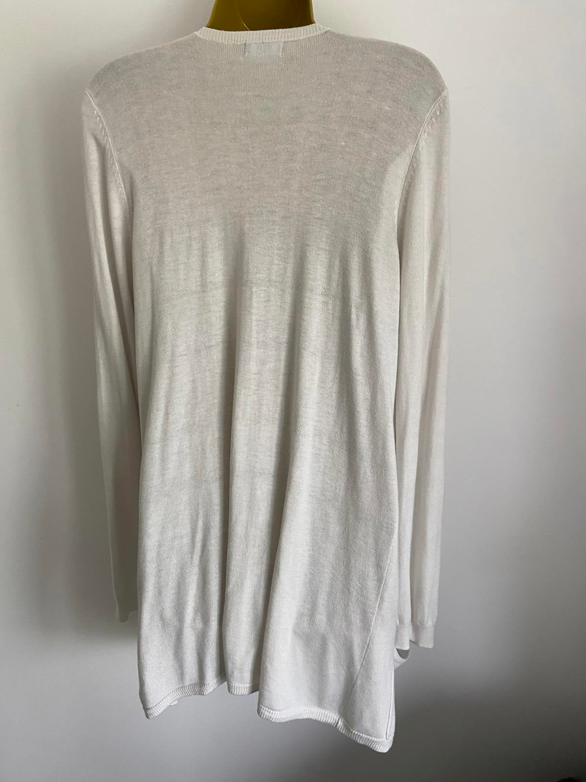 F&F Size 16 White Open Front Cardigan With Pockets Lightweight Summer Knit