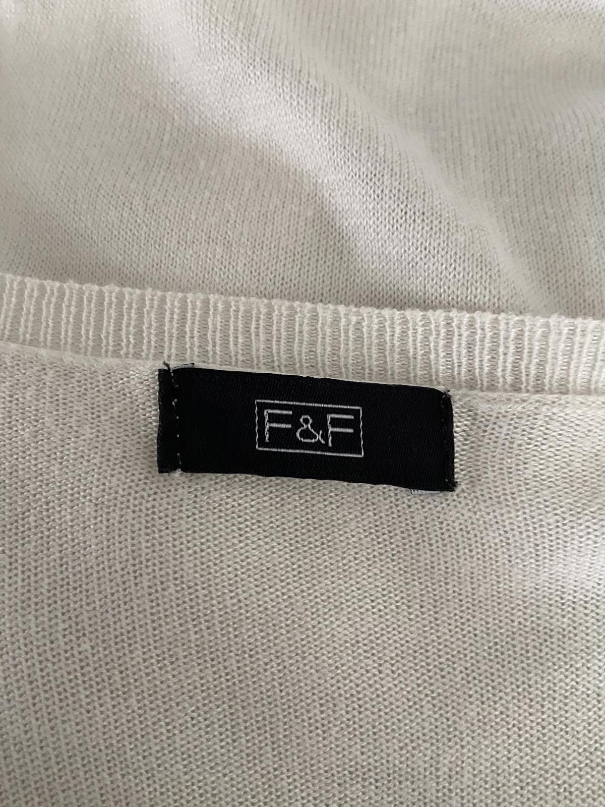 F&F Size 16 White Open Front Cardigan With Pockets Lightweight Summer Knit