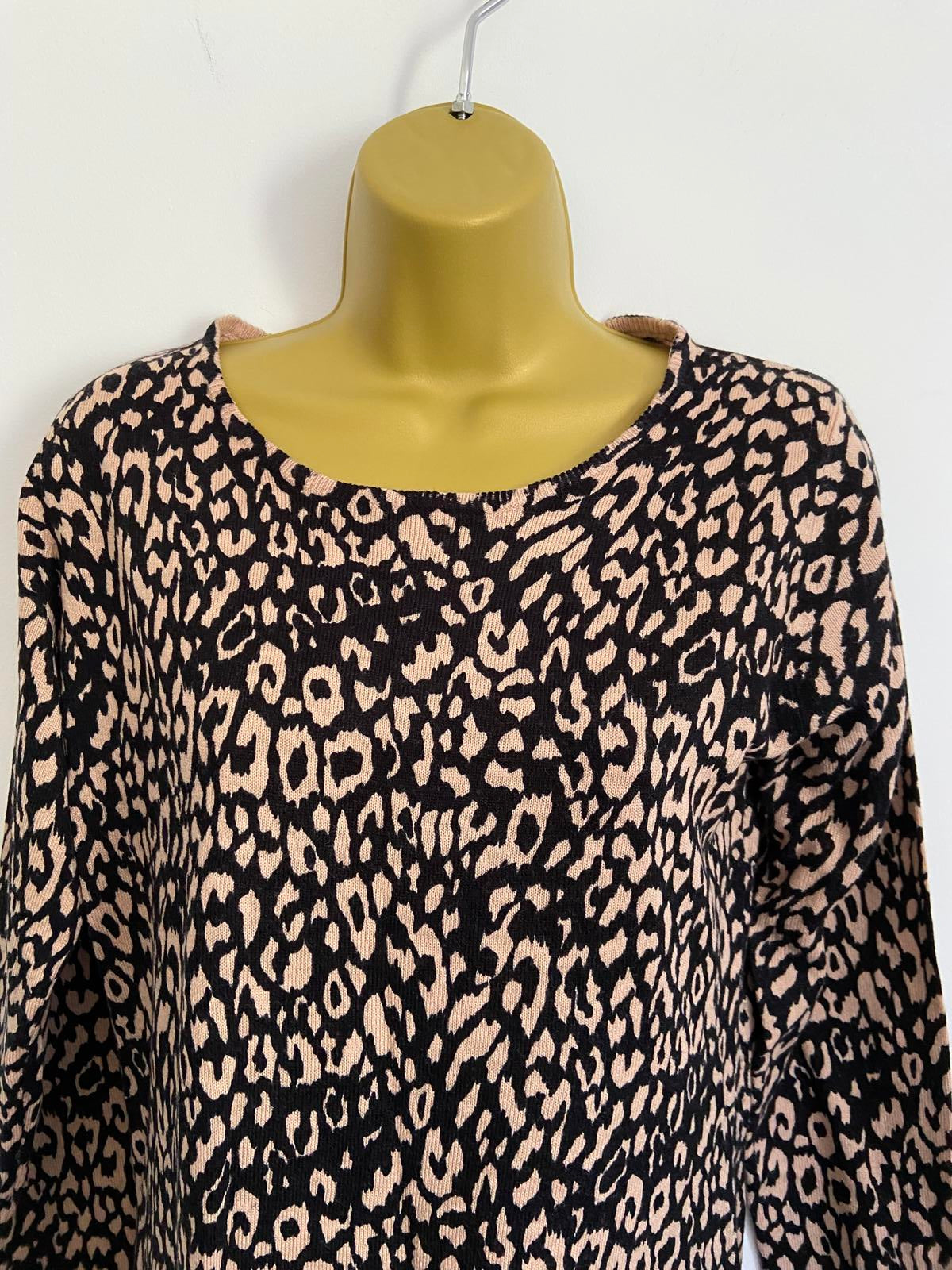 Peacocks Black & Brown Leopard Print Jumper Dress - BNWOT, Size UK 12