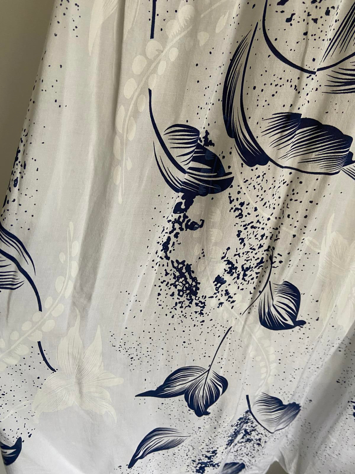 Blue & White Floral Nightdress Sleeveless Lace Detail Nightwear Large