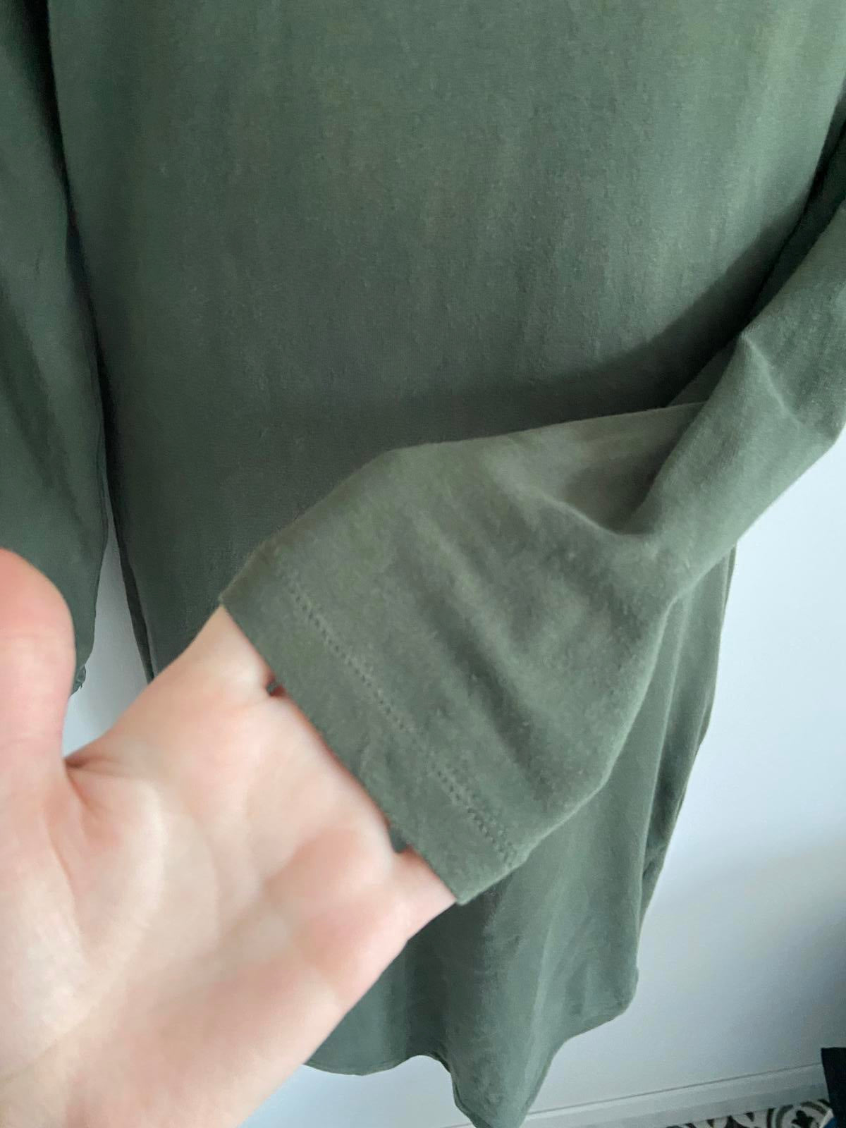 Primark Size 12 Khaki Dark Green Long Sleeve Stretchy Cotton Basic T-Shirt Dress