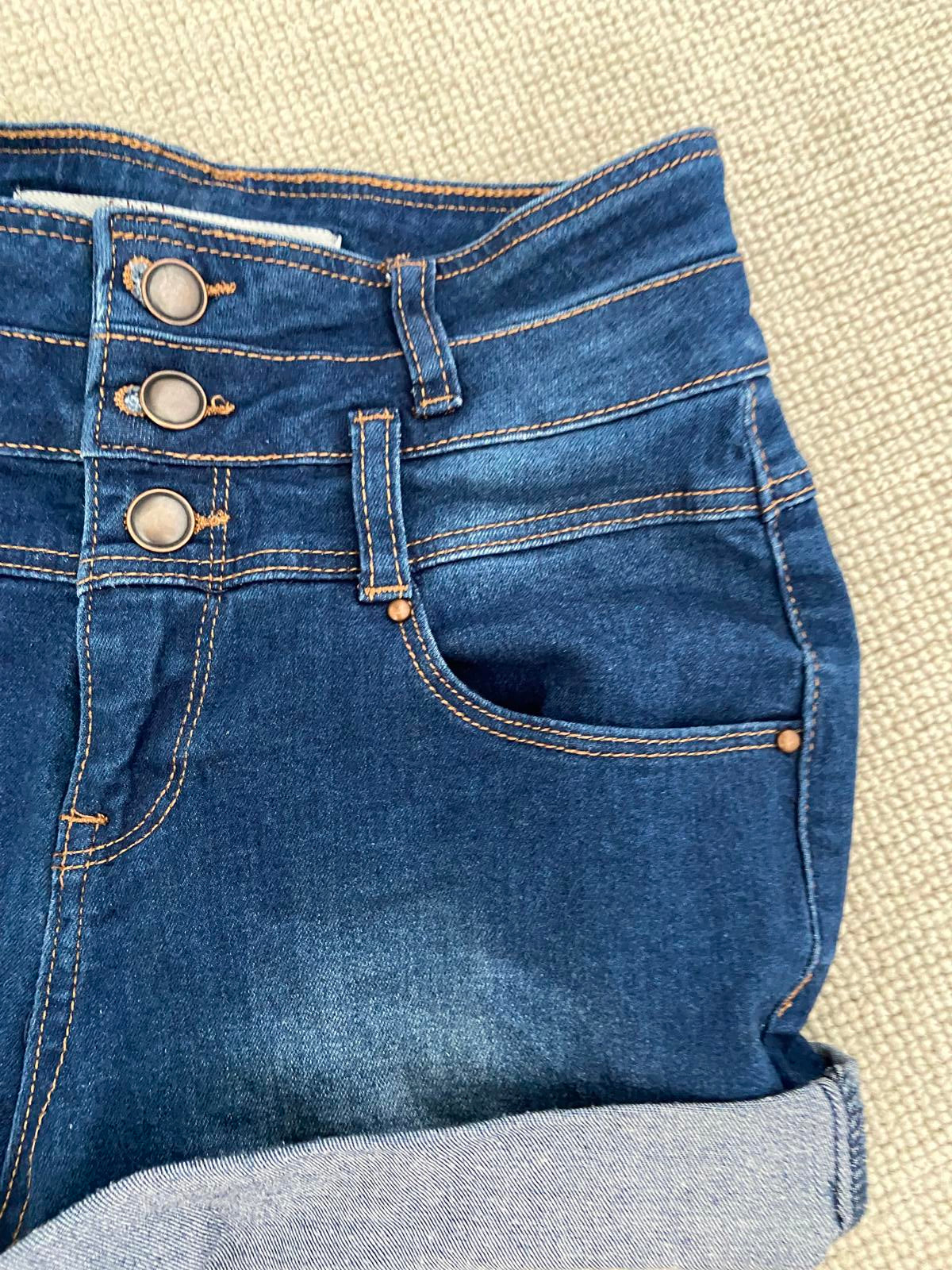 New Look UK Size 8 Blue Hot Pants with Turned-Up Hems