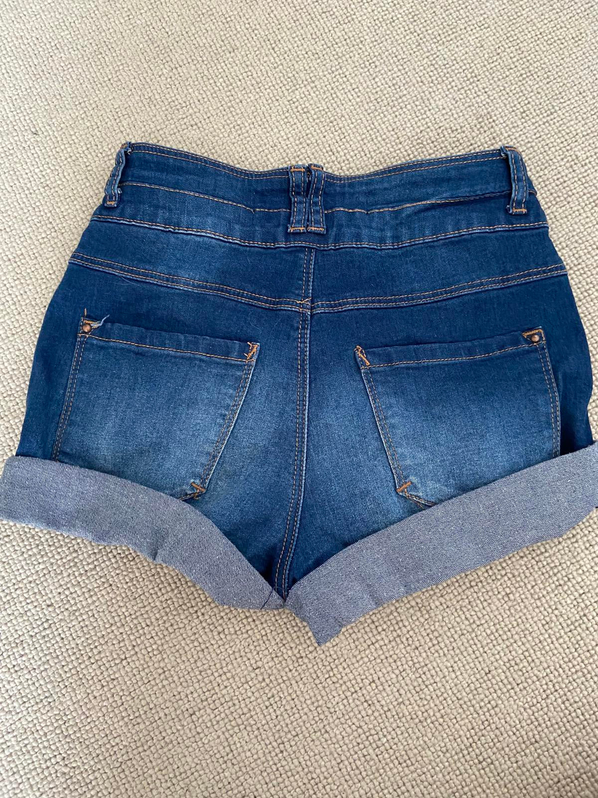 New Look UK Size 8 Blue Hot Pants with Turned-Up Hems
