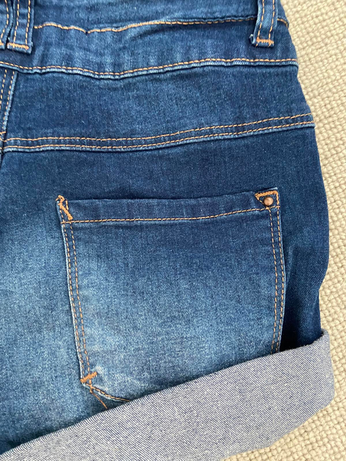 New Look UK Size 8 Blue Hot Pants with Turned-Up Hems