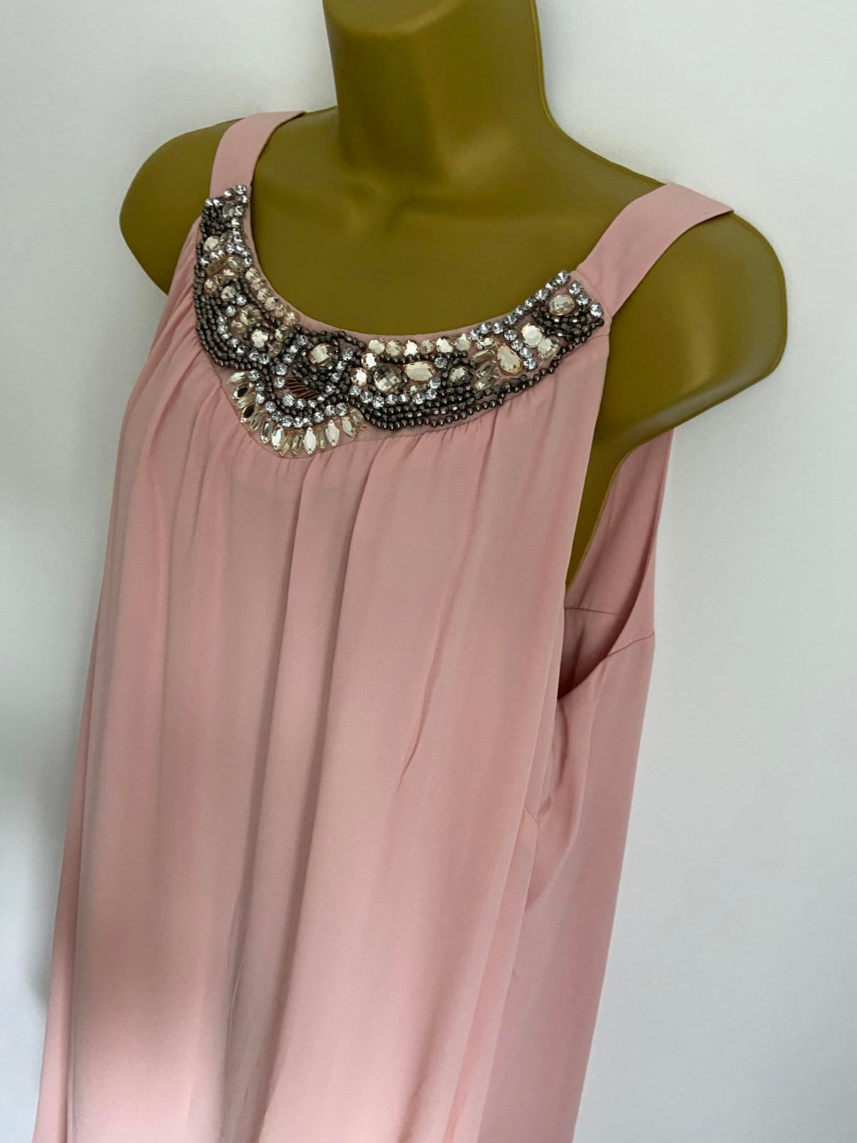 Yours Size 22 Pale Pink Sleeveless Dress With Diamante Embellished Neckline BNWT
