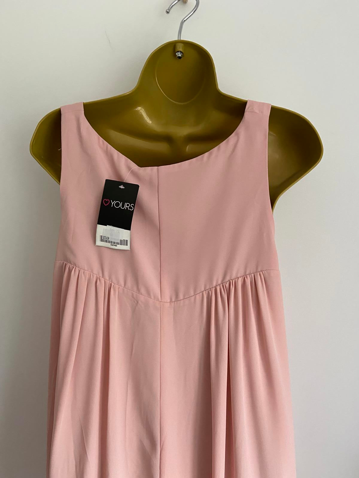 Yours Size 22 Pale Pink Sleeveless Dress With Diamante Embellished Neckline BNWT