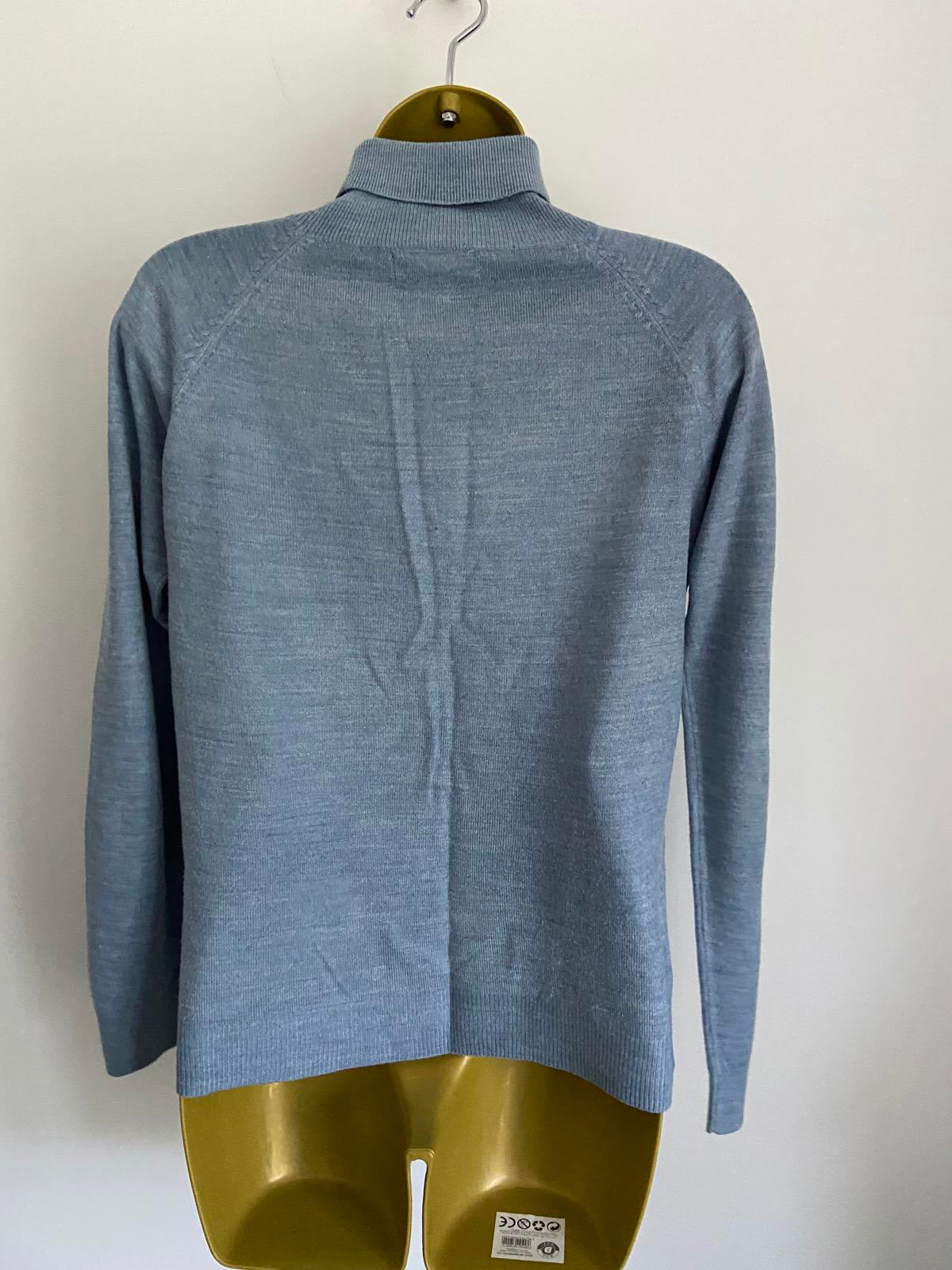Atmosphere Size 8 Blue Marl Polo Neck Jumper Lightweight Acrylic Turtleneck Top
