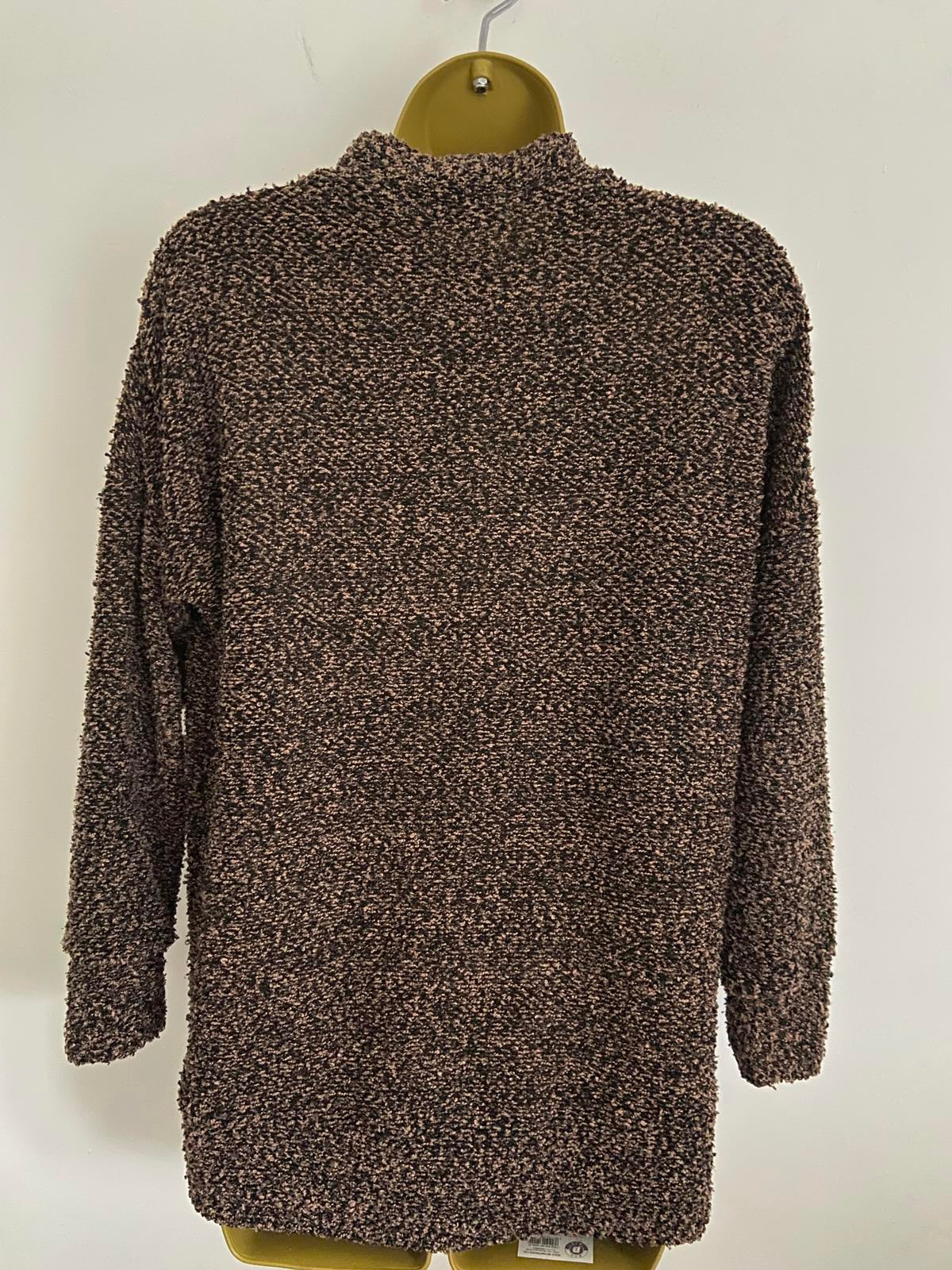 Primark Fluffy Brown & Pink Textured Jumper - Size S (UK 10-12)