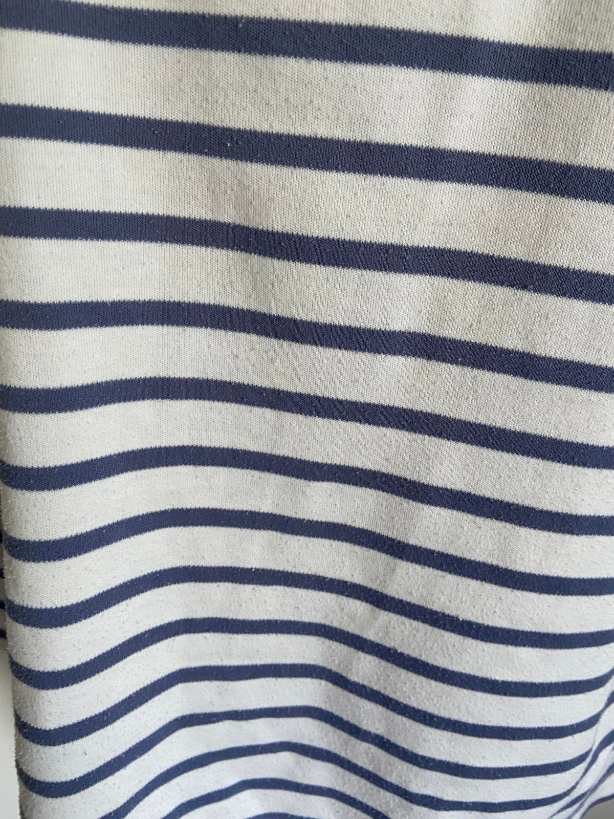 Blue & White Nautical Striped Quarter Zip Sweatshirt Fits UK 14-16 Pullover