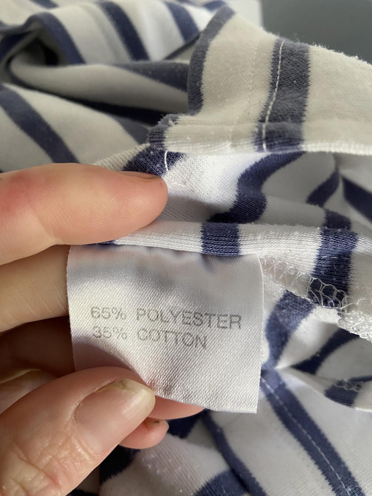 Blue & White Nautical Striped Quarter Zip Sweatshirt Fits UK 14-16 Pullover