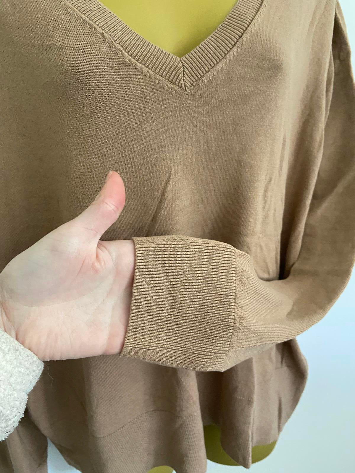 The Set Brown V Neck Sweater - BNWOT, Size Large