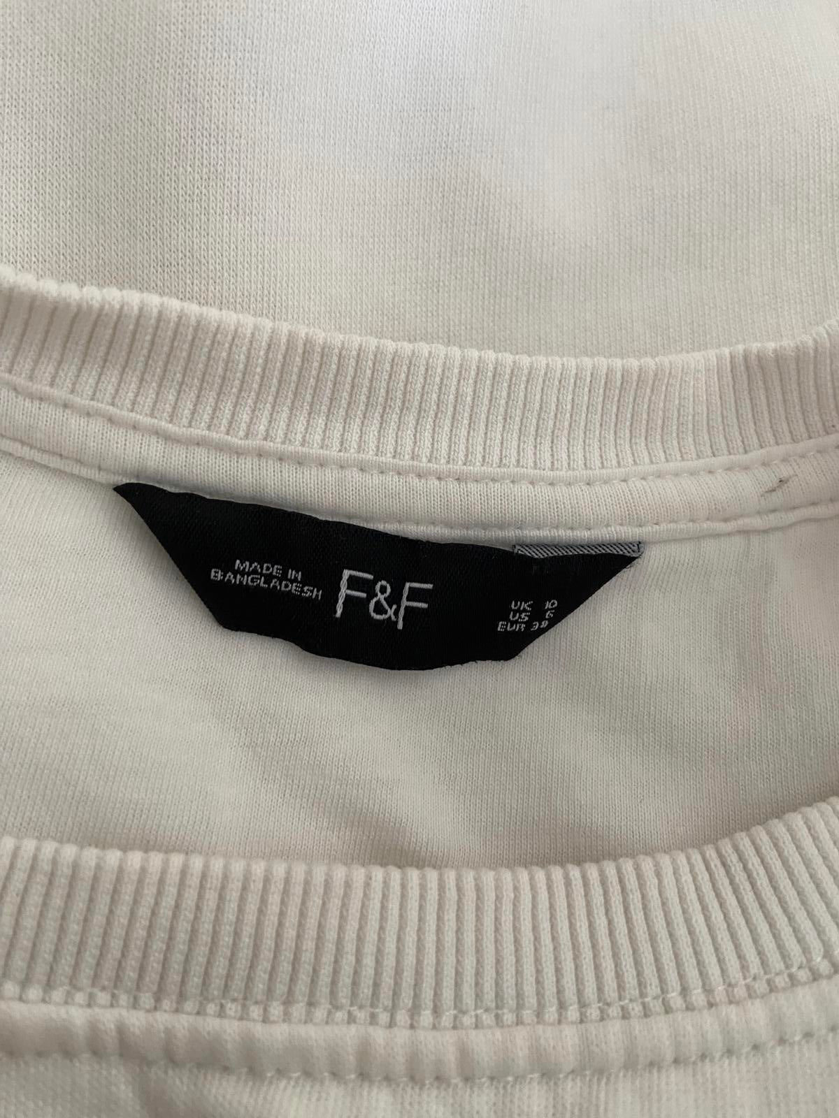 F&F Size 10 White Happy Days Embroidered Sweatshirt Cotton Blend Jumper