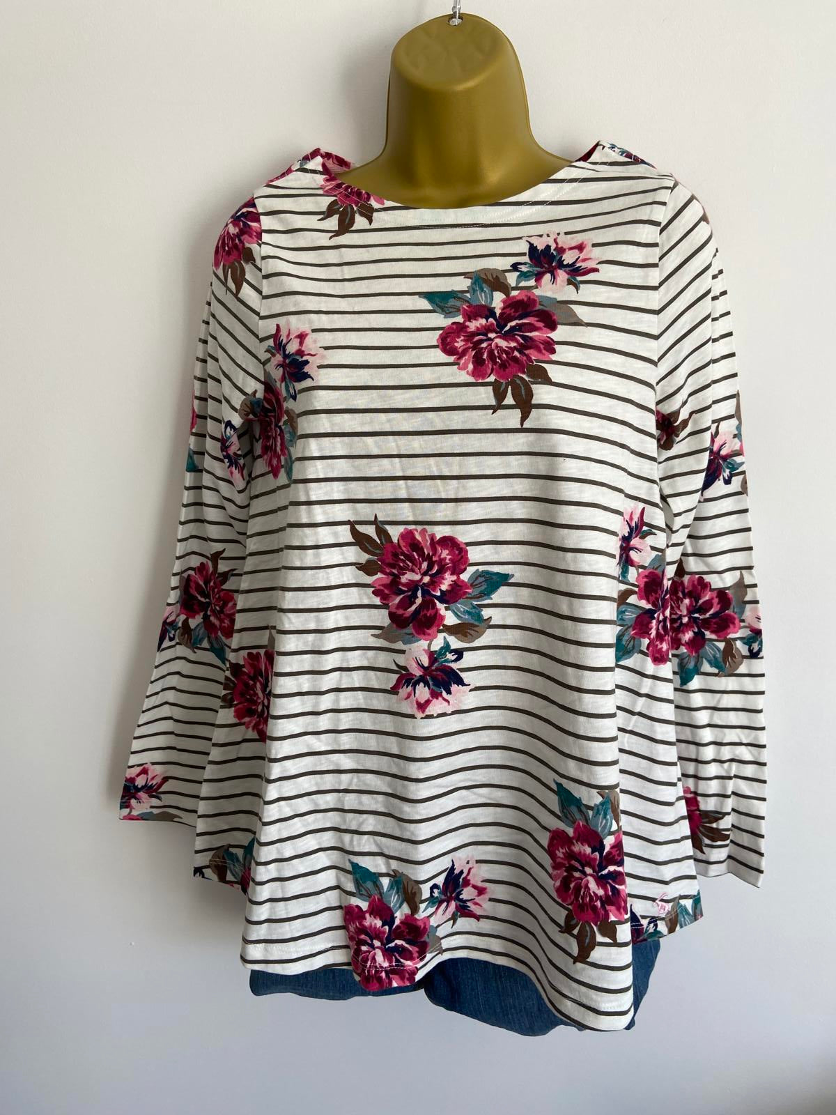 Joules UK Size 6 Striped & Floral Long Sleeve T-shirt