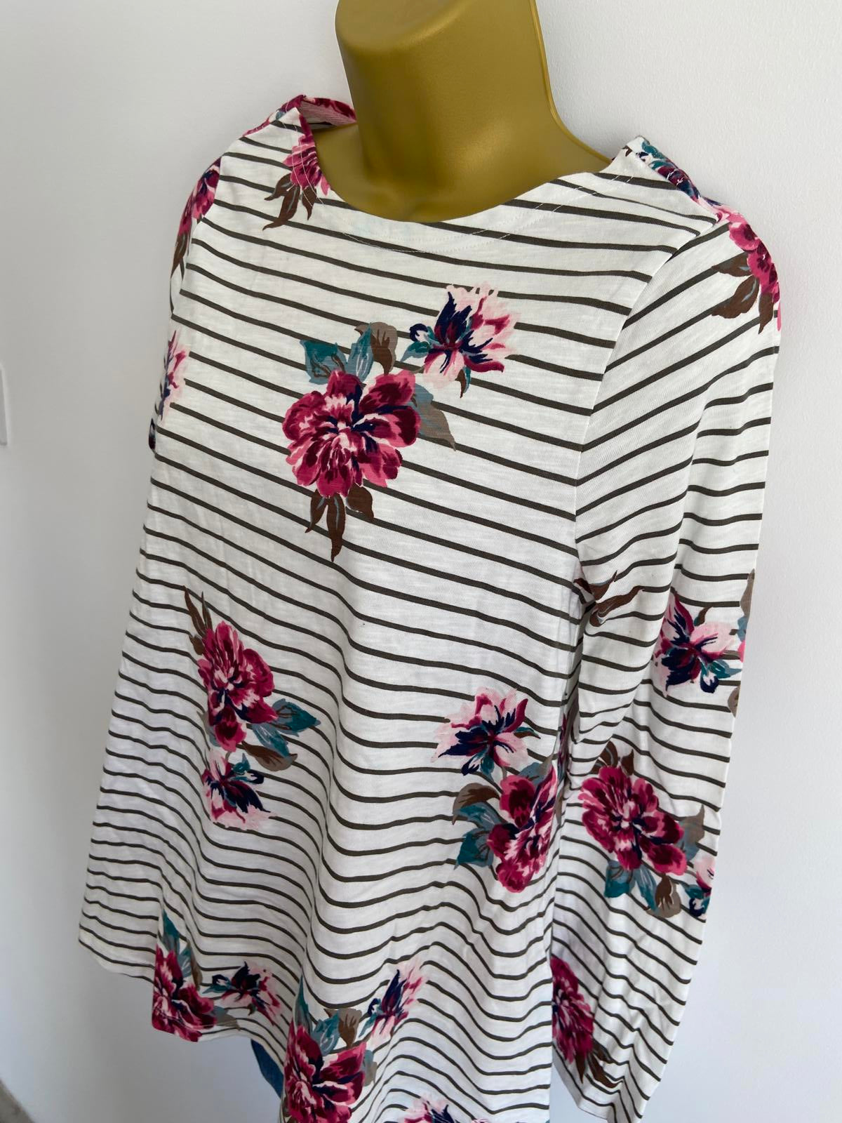 Joules UK Size 6 Striped & Floral Long Sleeve T-shirt