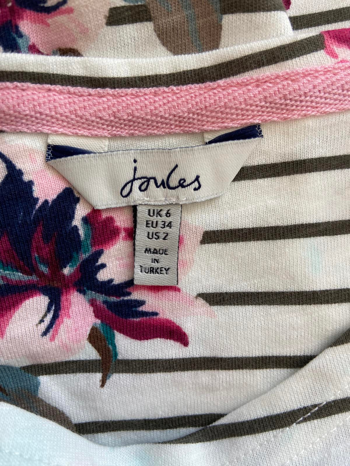 Joules UK Size 6 Striped & Floral Long Sleeve T-shirt