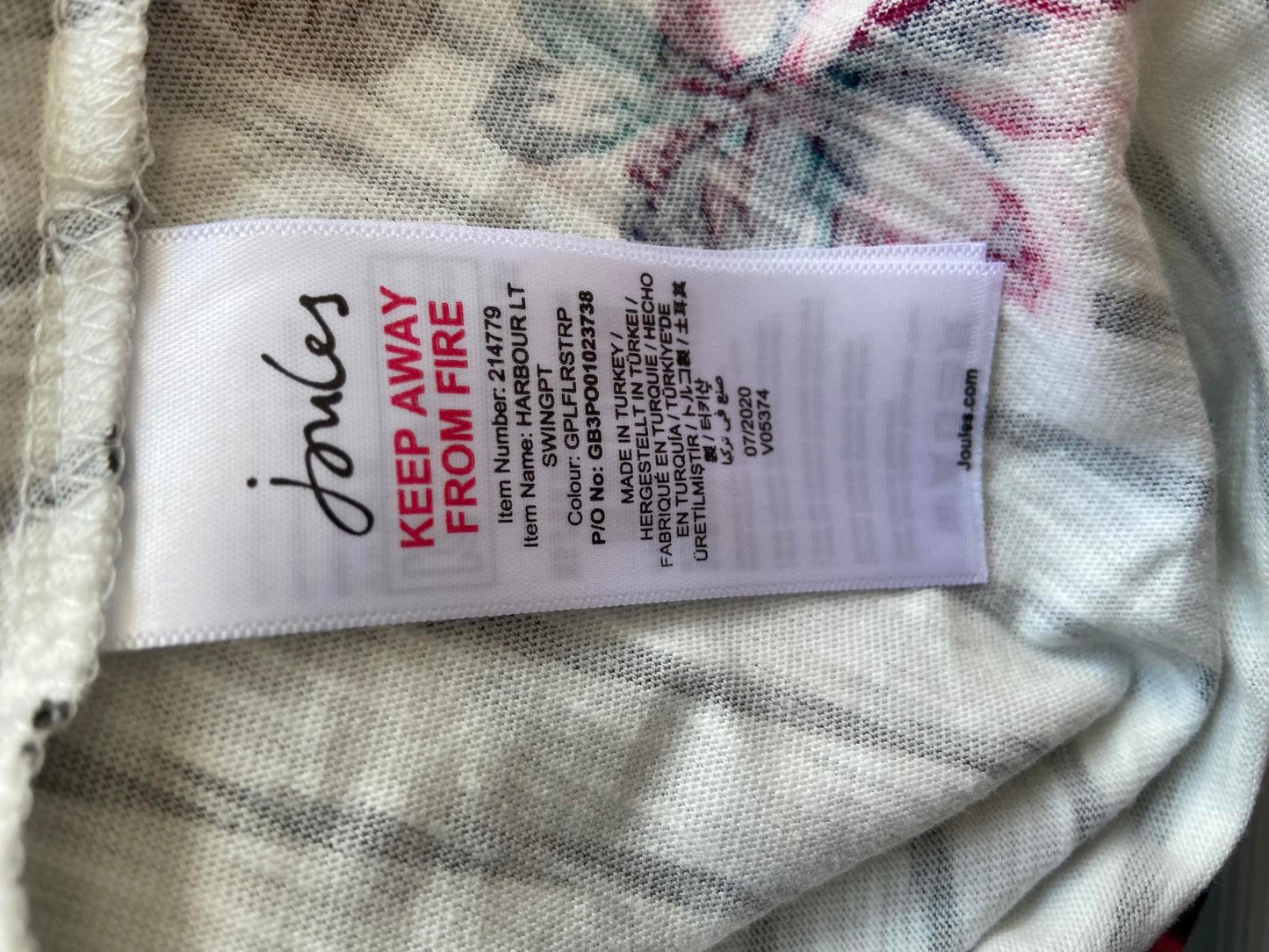Joules UK Size 6 Striped & Floral Long Sleeve T-shirt