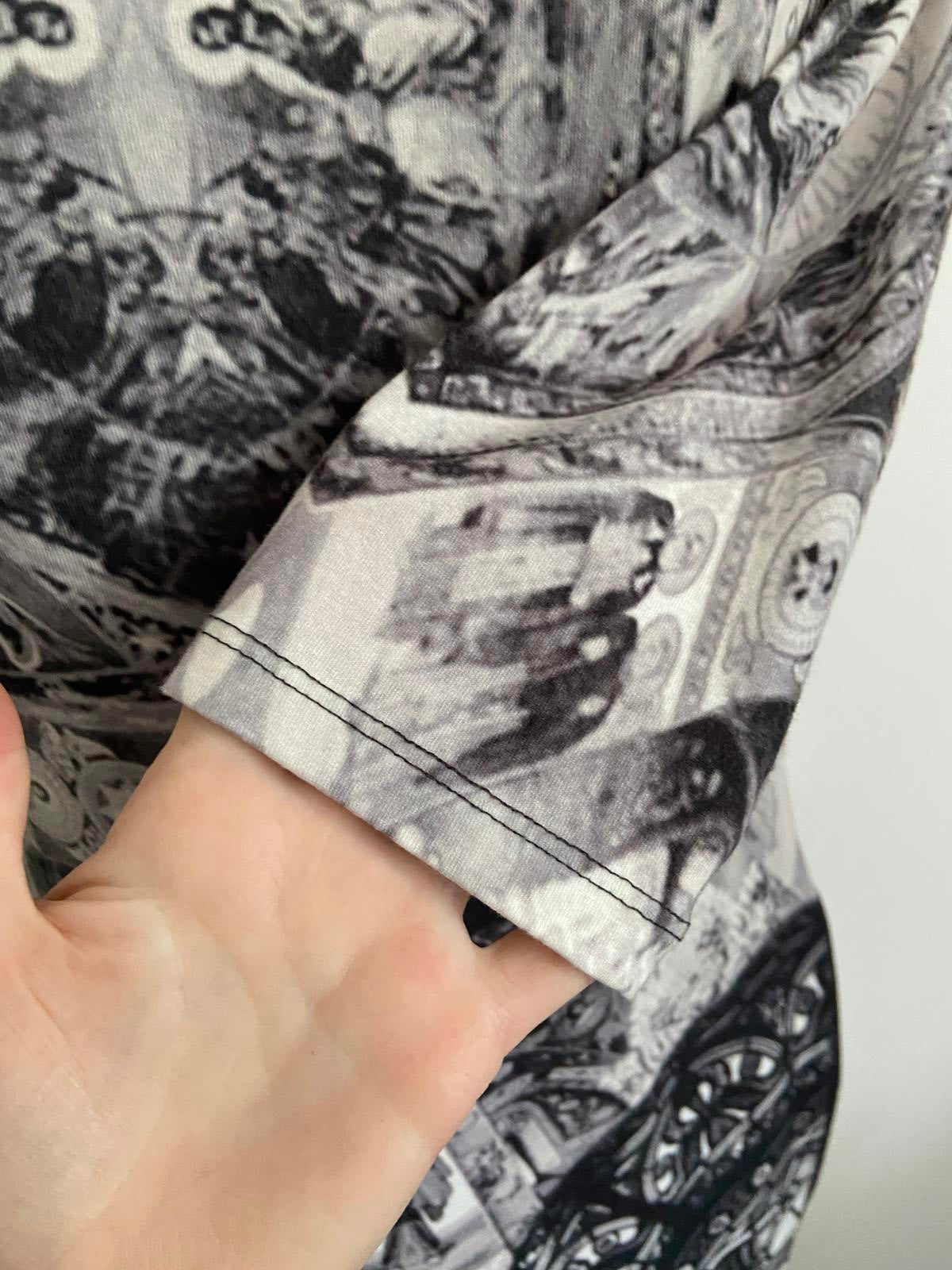 River Island Size 10 Black & White Stained Glass Church Print Midi T-Shirt Dress