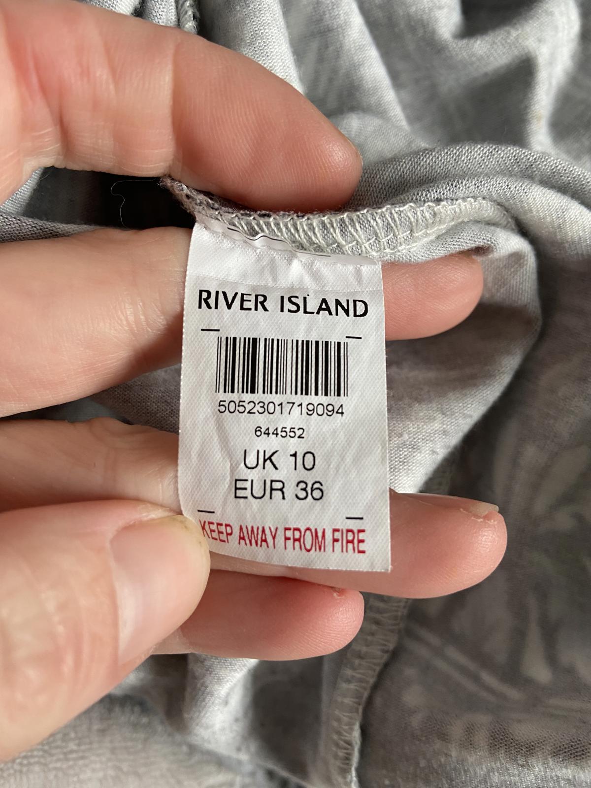 River Island Size 10 Black & White Stained Glass Church Print Midi T-Shirt Dress