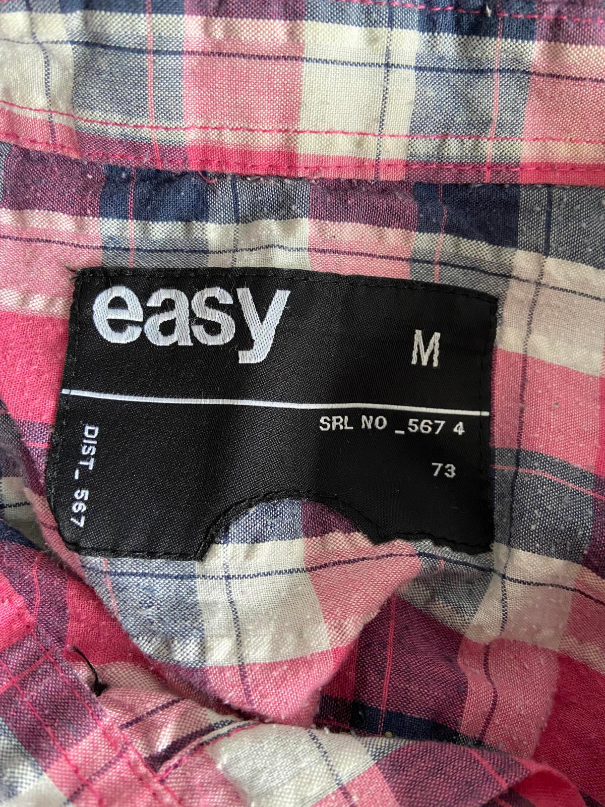 Matalan Size Medium Pink & Navy Check Short Sleeve Button Up Summer Shirt