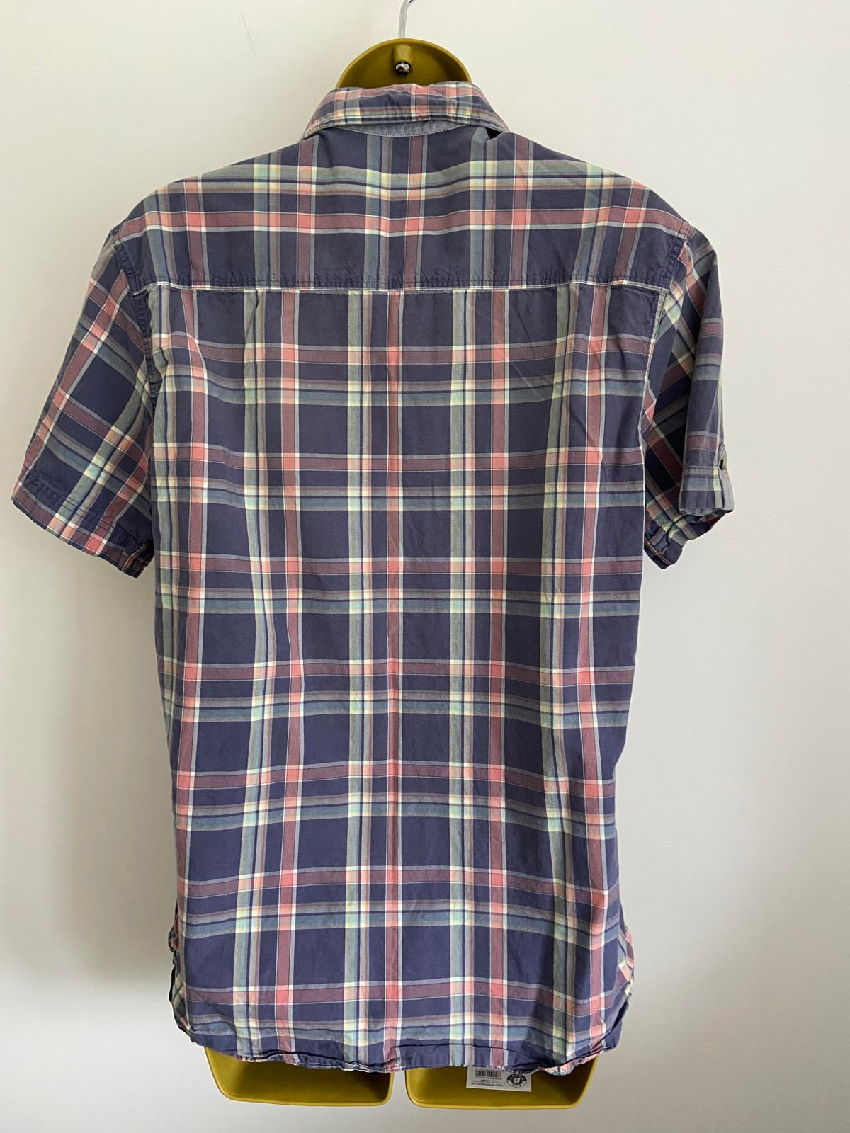 F&F Size Small Purple & Pink Check Short Sleeve 100% Cotton Button Up Shirt