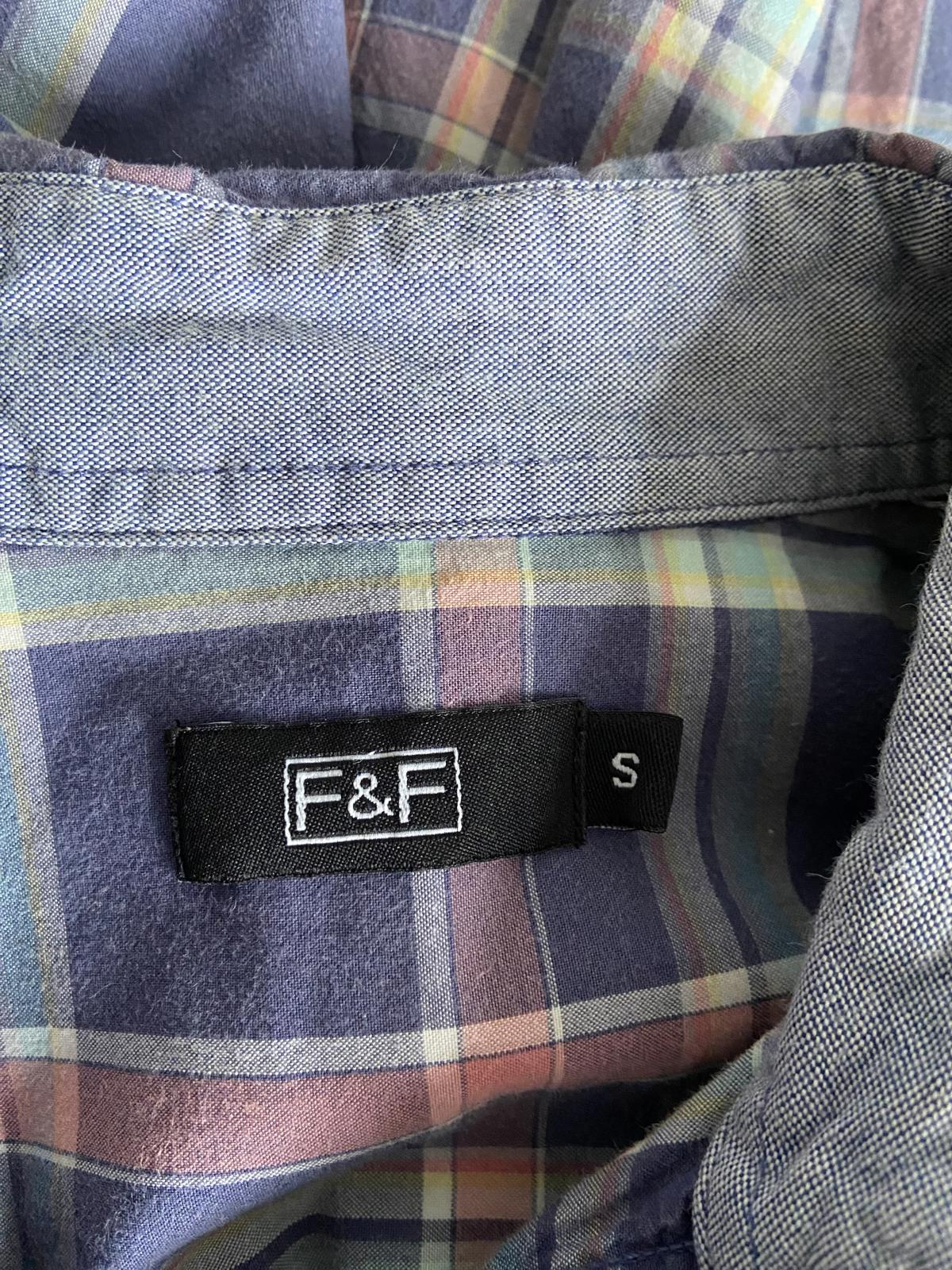 F&F Size Small Purple & Pink Check Short Sleeve 100% Cotton Button Up Shirt