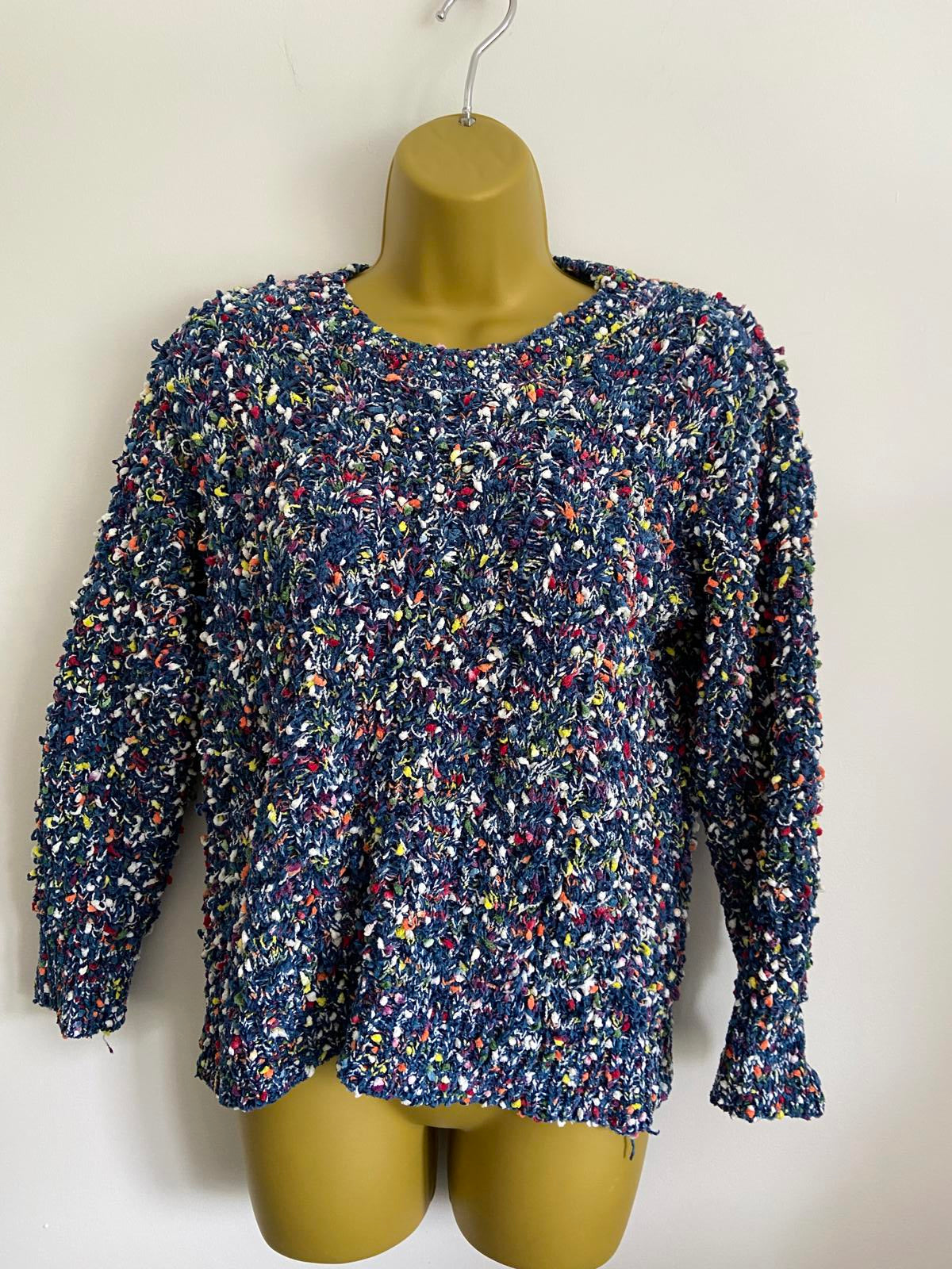 Salao Green Size XL Blue Multicoloured Fleck Soft Knit Jumper Pullover Sweater