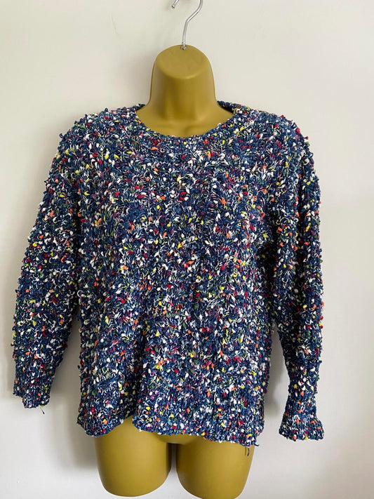 Salao Green Size XL Blue Multicoloured Fleck Soft Knit Jumper Pullover Sweater