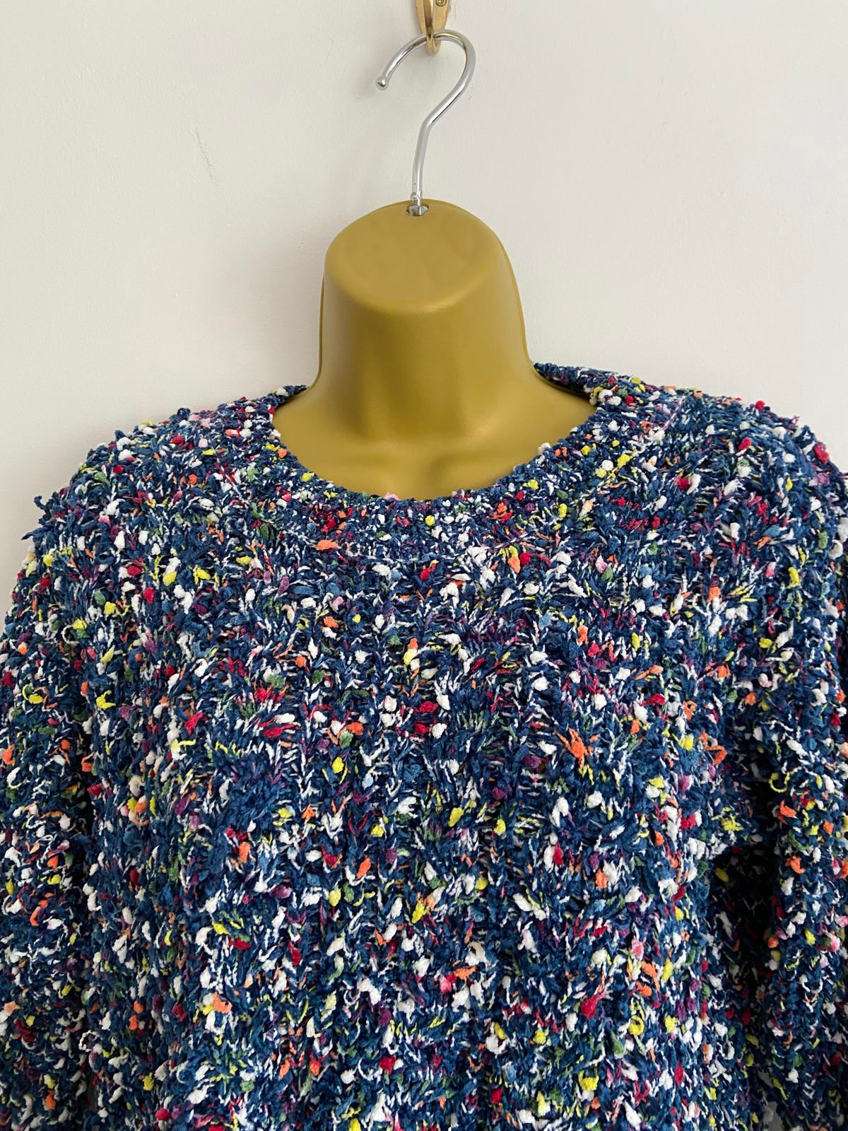 Salao Green Size XL Blue Multicoloured Fleck Soft Knit Jumper Pullover Sweater