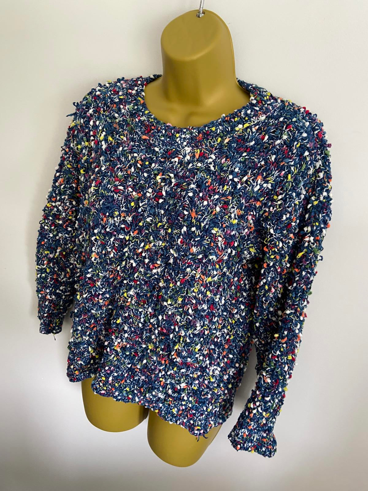 Salao Green Size XL Blue Multicoloured Fleck Soft Knit Jumper Pullover Sweater