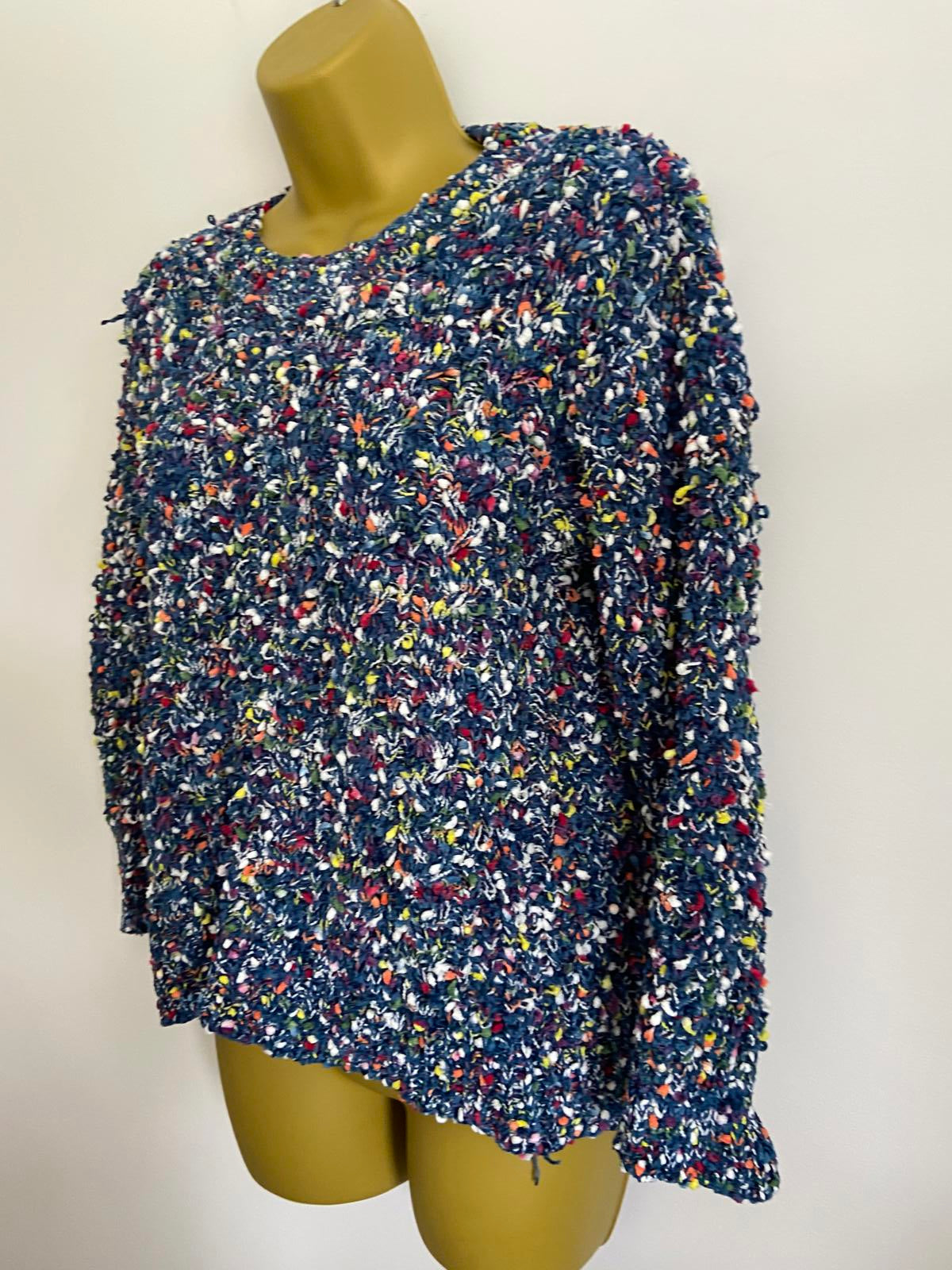 Salao Green Size XL Blue Multicoloured Fleck Soft Knit Jumper Pullover Sweater