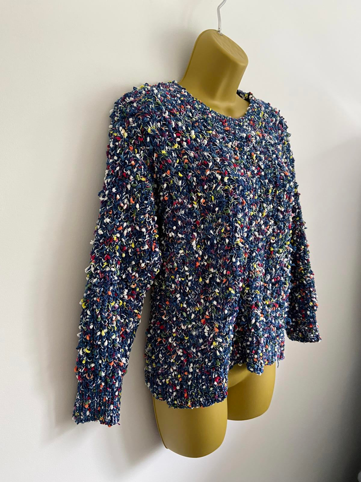 Salao Green Size XL Blue Multicoloured Fleck Soft Knit Jumper Pullover Sweater