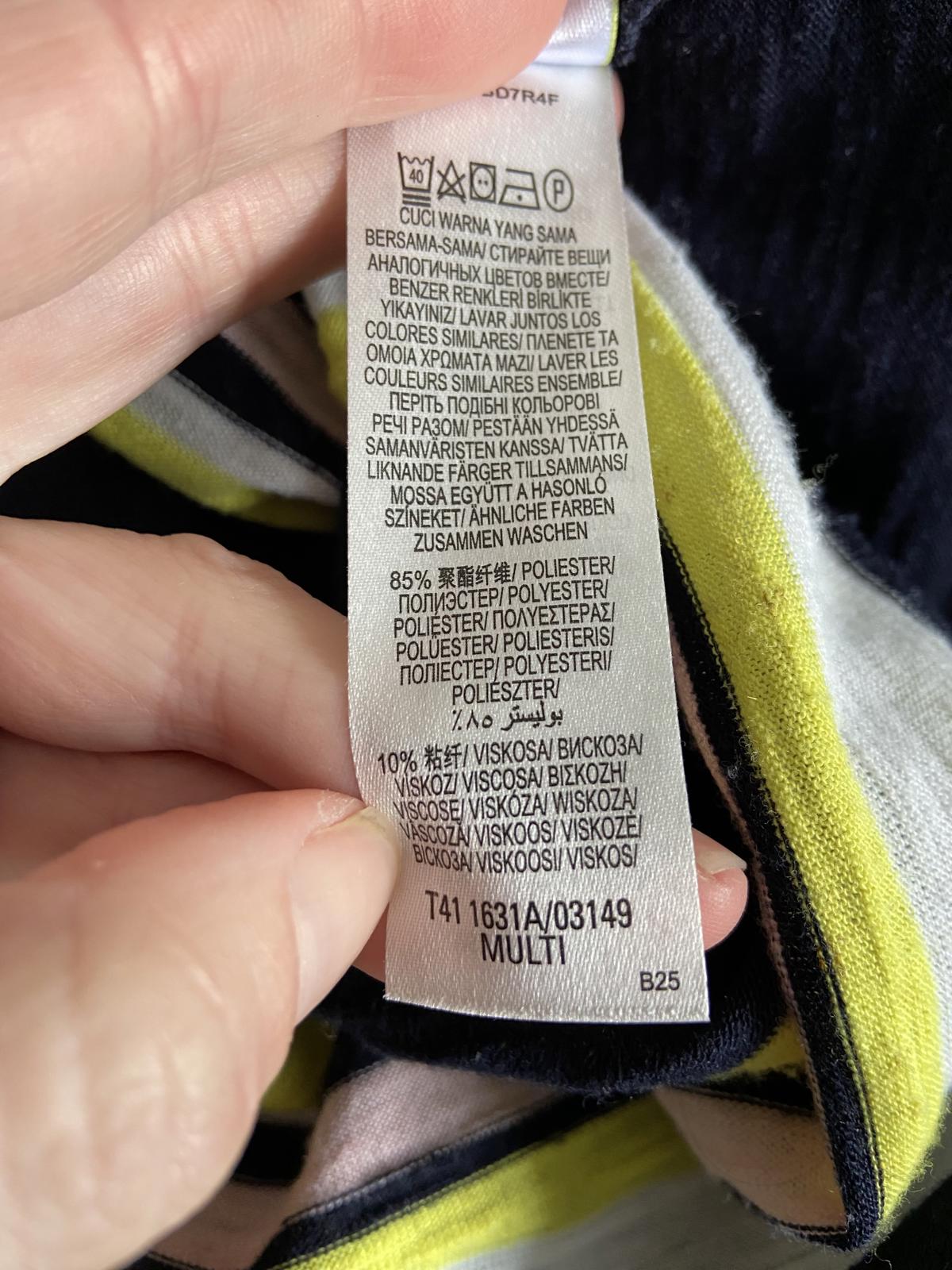 M&S Size 14 Blue Pink & Yellow Striped Lightweight 3/4 Sleeve Knit Jumper