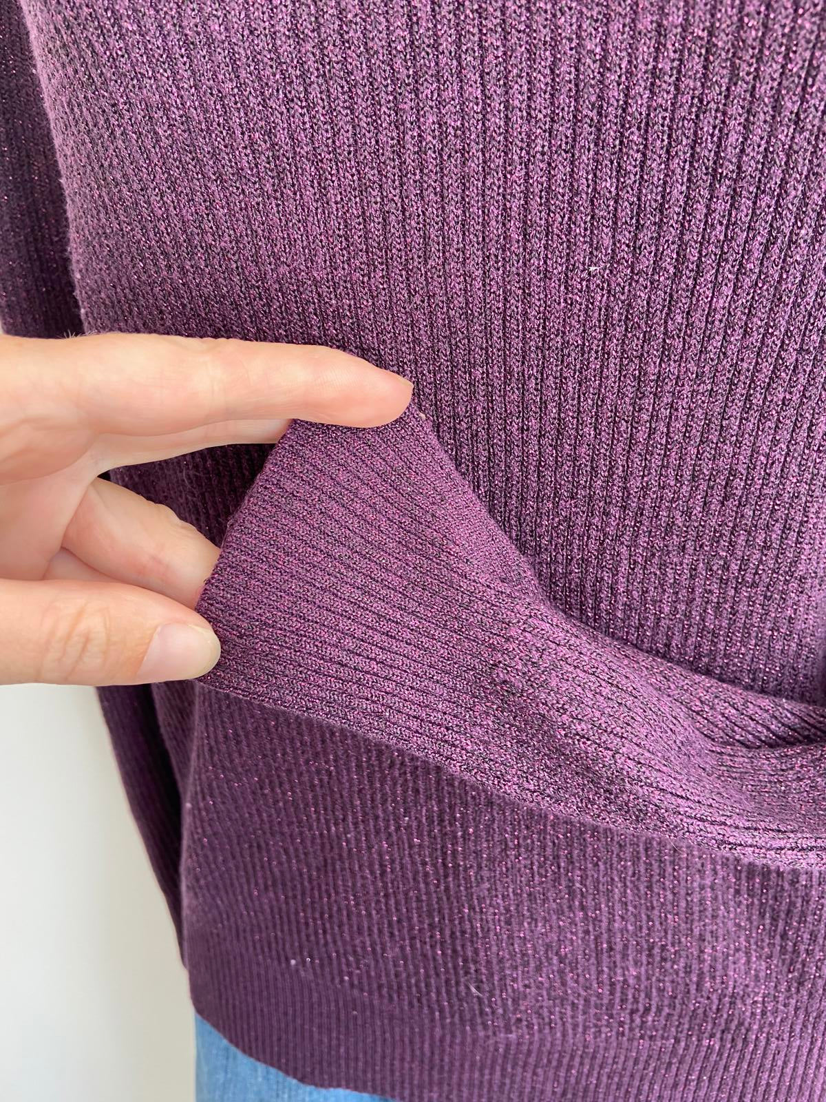 F&F by Tesco's Size 12 Purple Sparkle Ribbed Open-Shoulder Jumper Festive