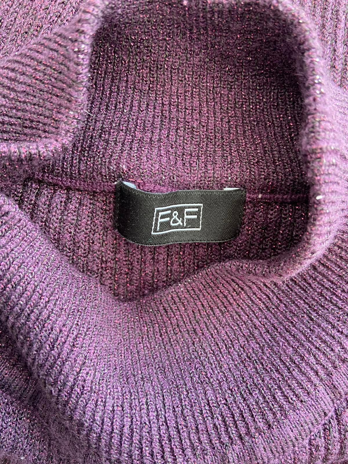 F&F by Tesco's Size 12 Purple Sparkle Ribbed Open-Shoulder Jumper Festive