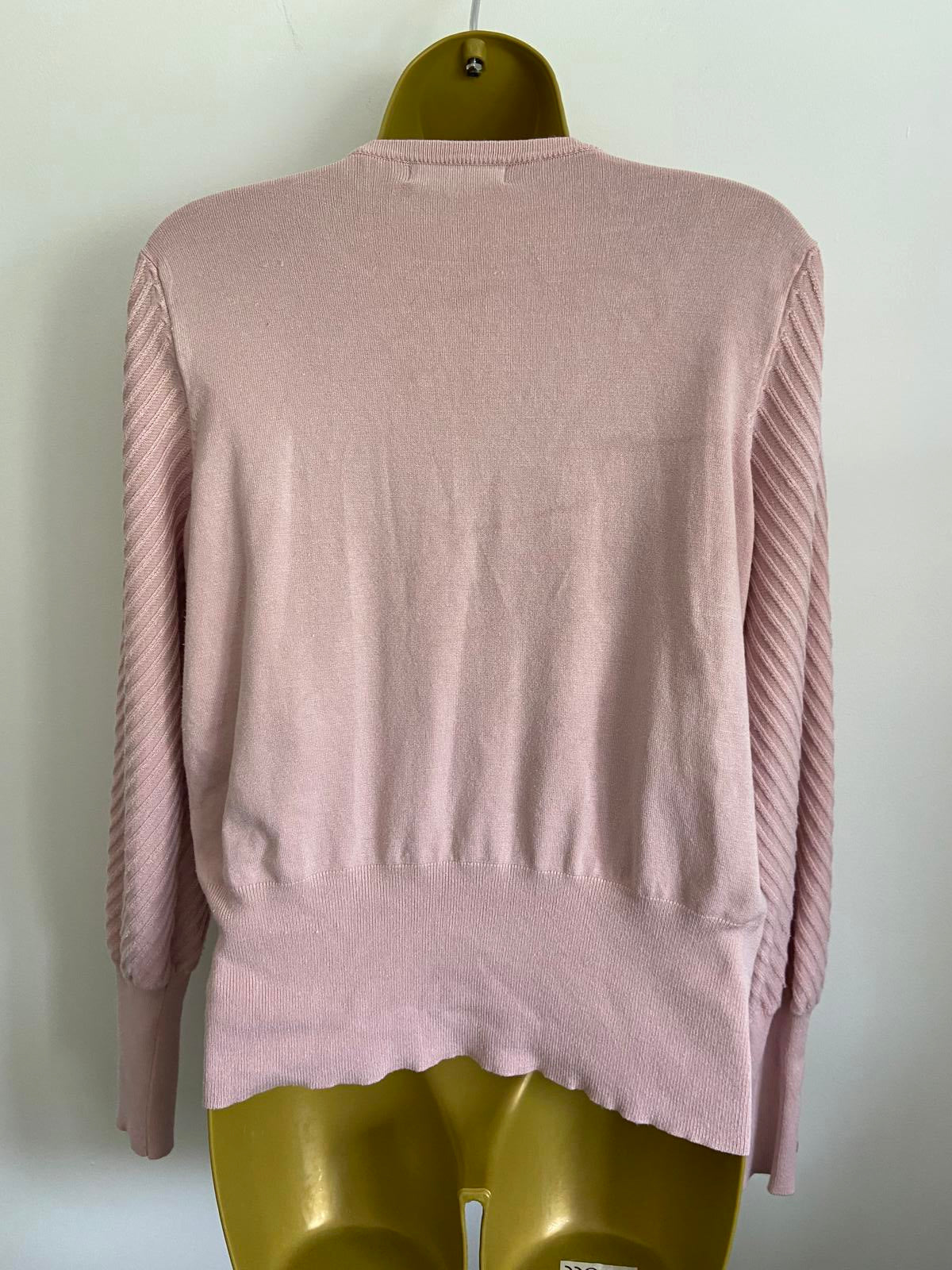 M&S Collection Size 18 Pink Diagonal Ribbed Knit Jumper Soft Long Sleeve Top