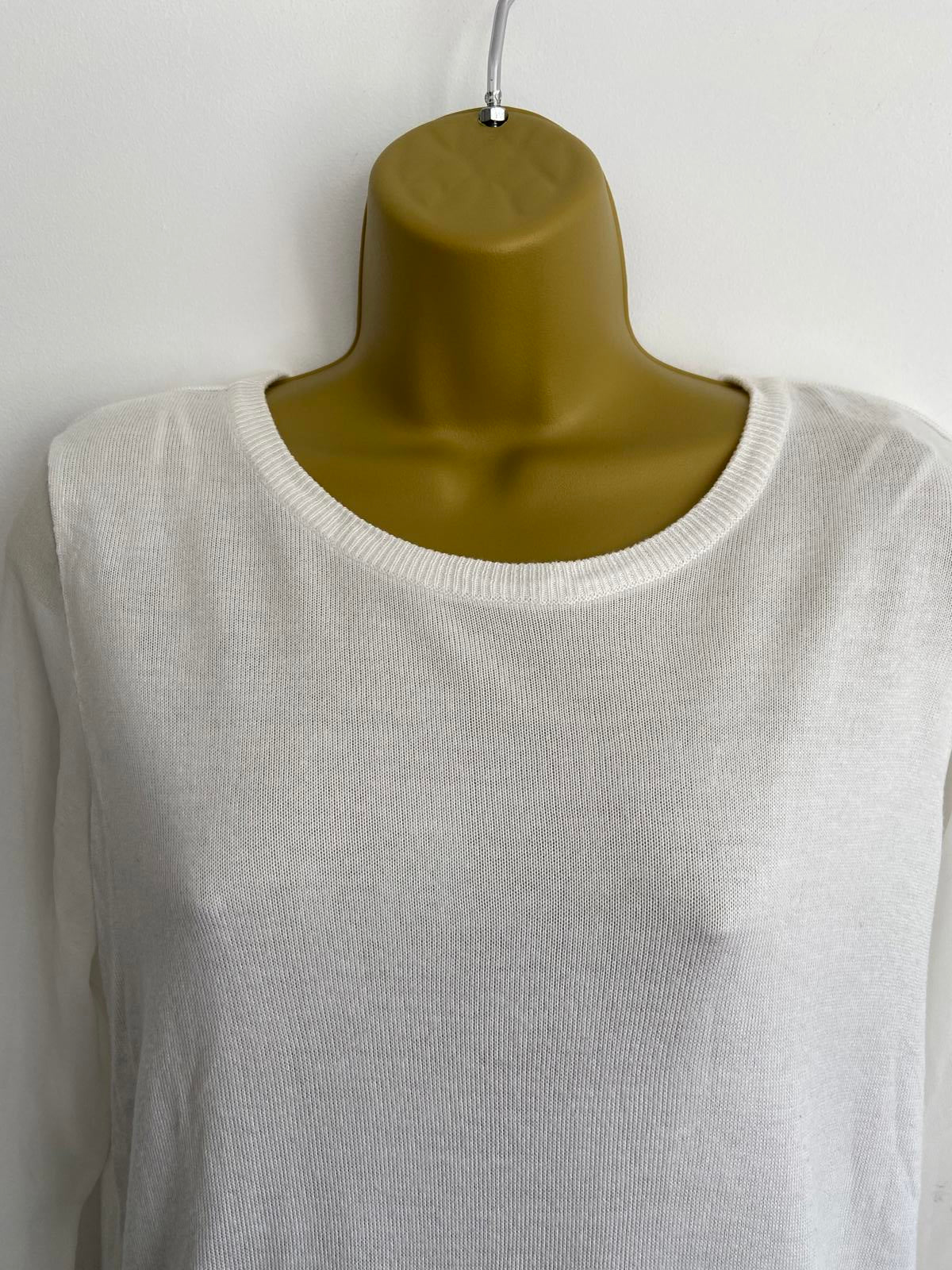 Dorothy Perkins Size 12 White Sheer Sleeve Sweater