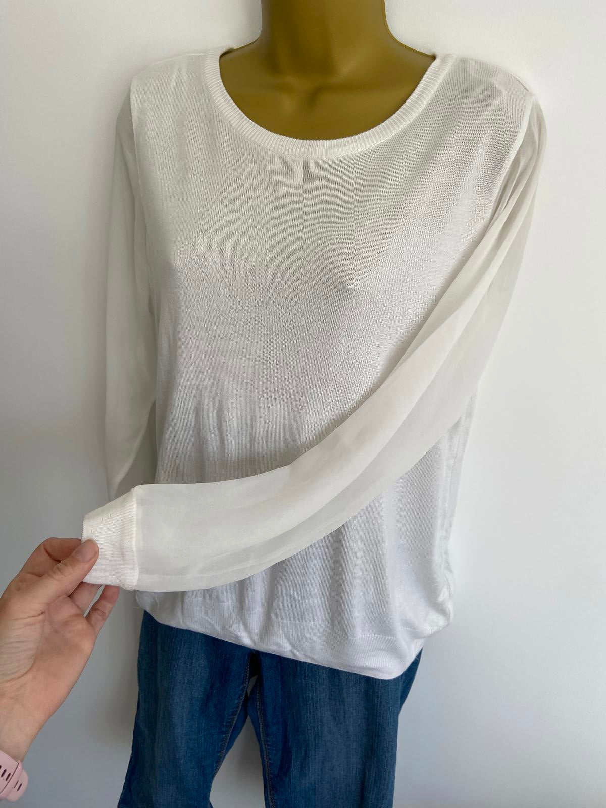 Dorothy Perkins Size 12 White Sheer Sleeve Sweater