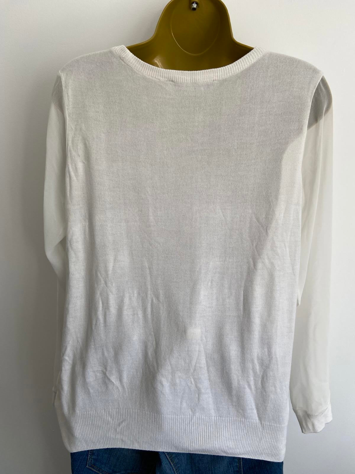Dorothy Perkins Size 12 White Sheer Sleeve Sweater